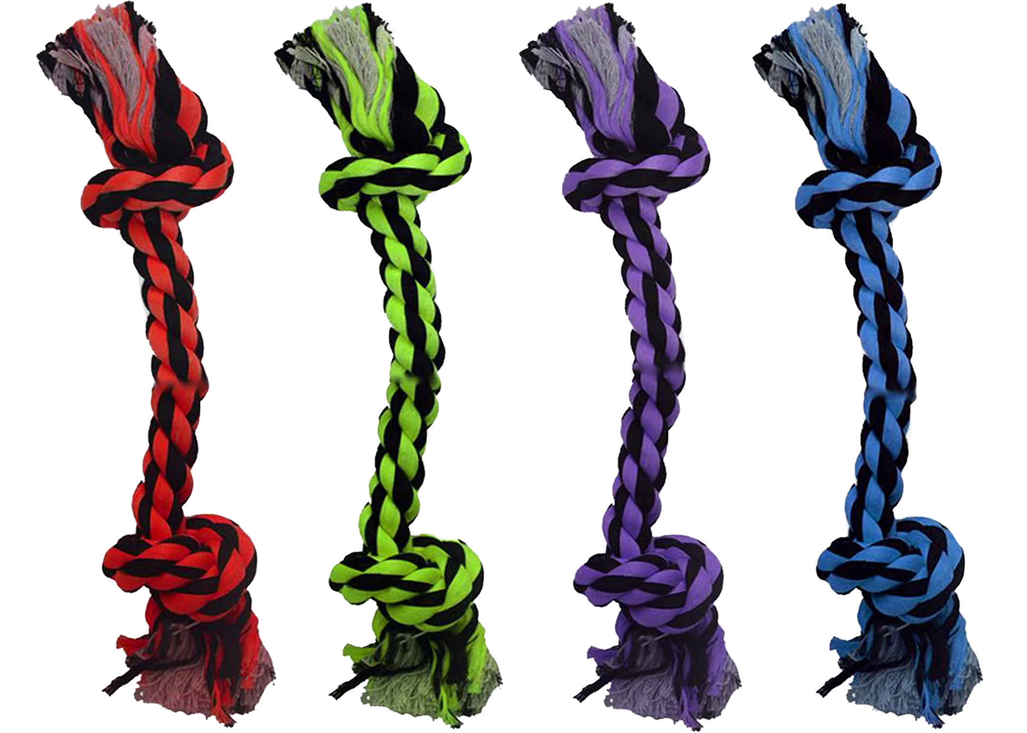 Multipet Dog Toy Nuts For Knots 2-Knot Rope 8.5in Assorted - Image 1