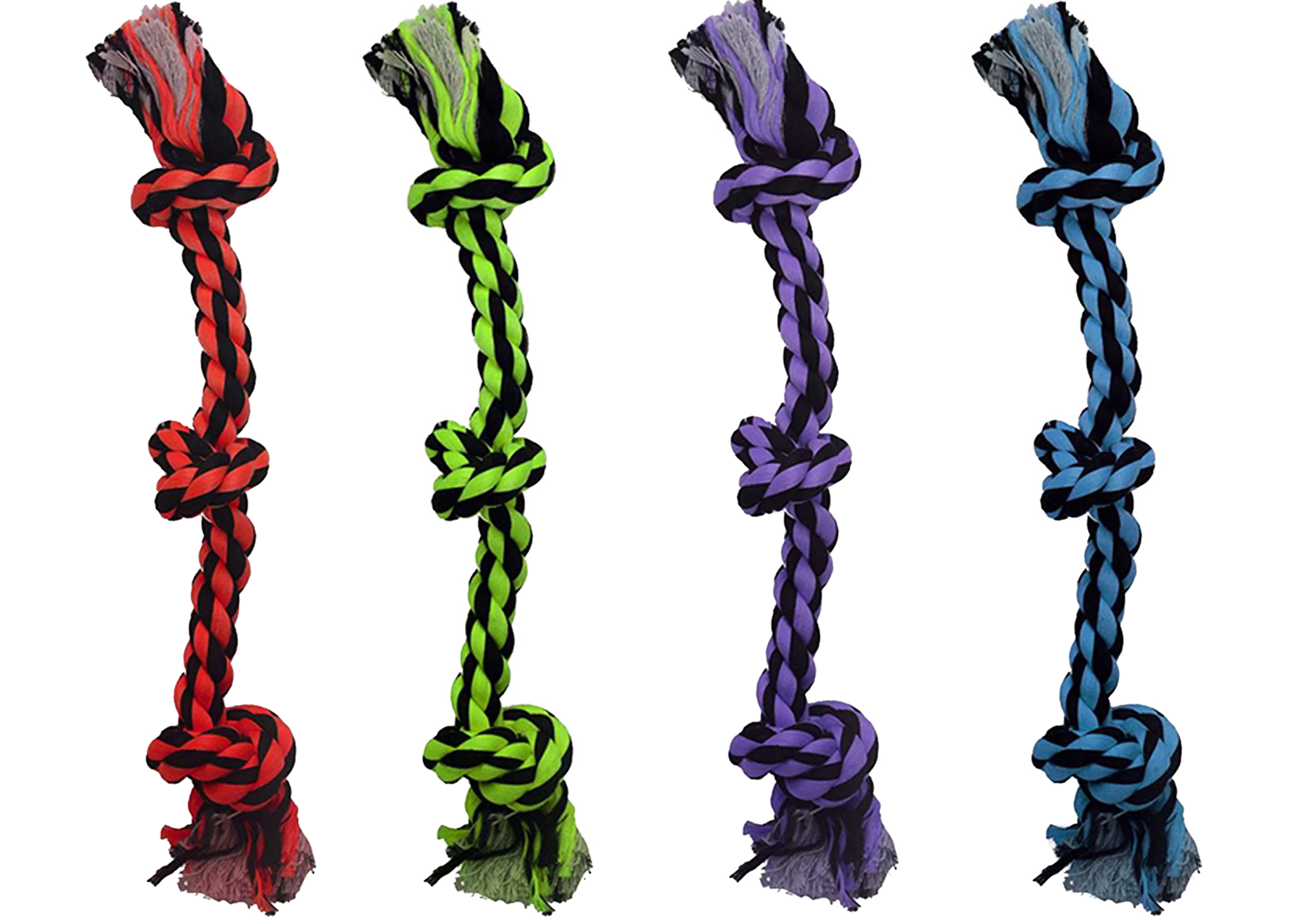 MultiPet Dog Toy Nuts for Knots 3 Knot Rope 15in Assorted - Image 1