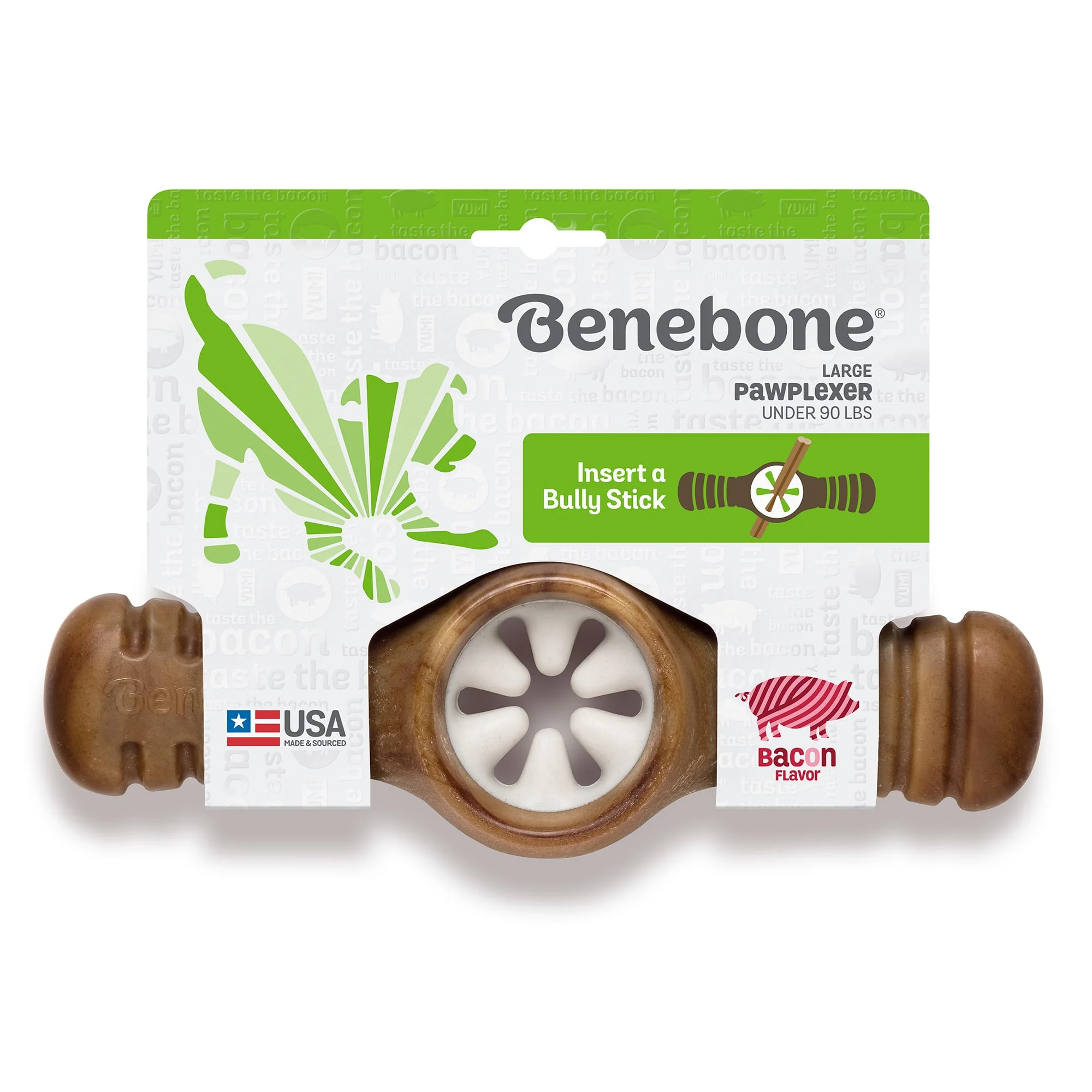 Benebone Large Bacon Pawplexer Dog Chew Toy - Image 1