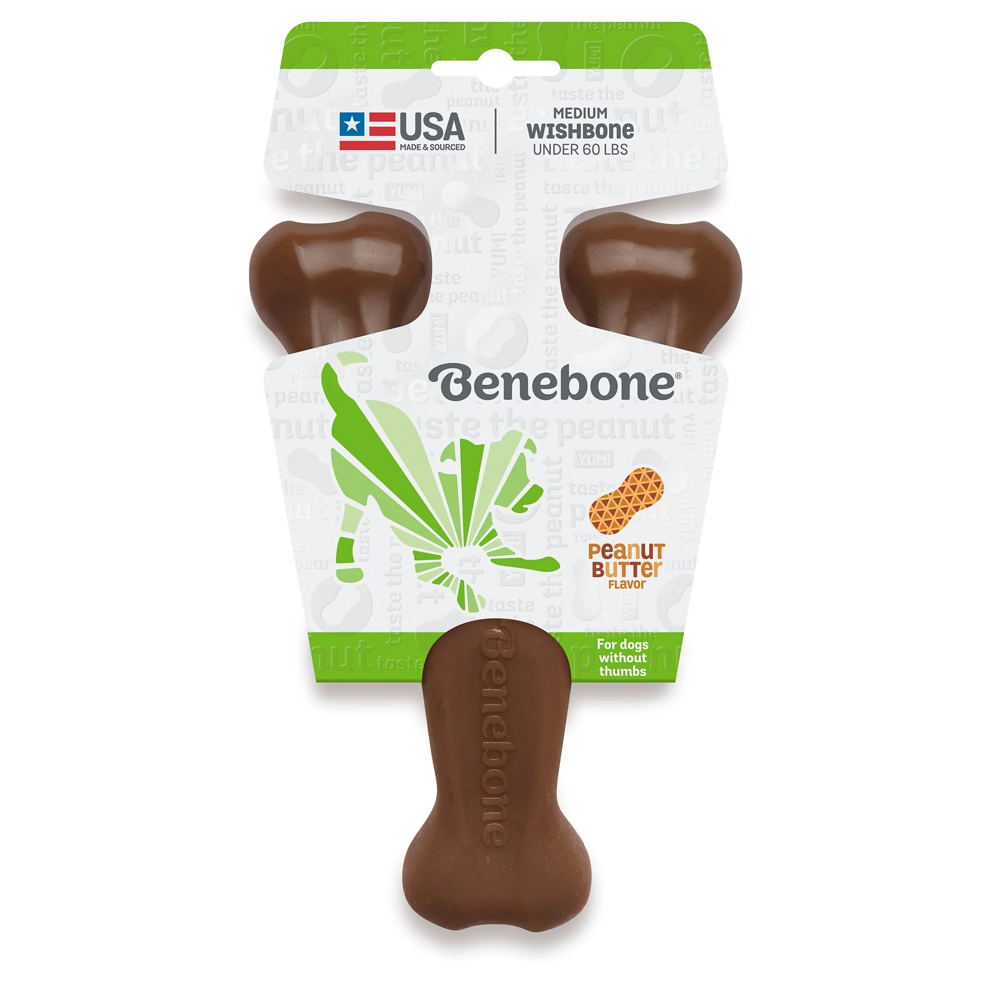 Benebone Real Peanut Durable Wishbone Dog Chew Toy  Medium - Image 1