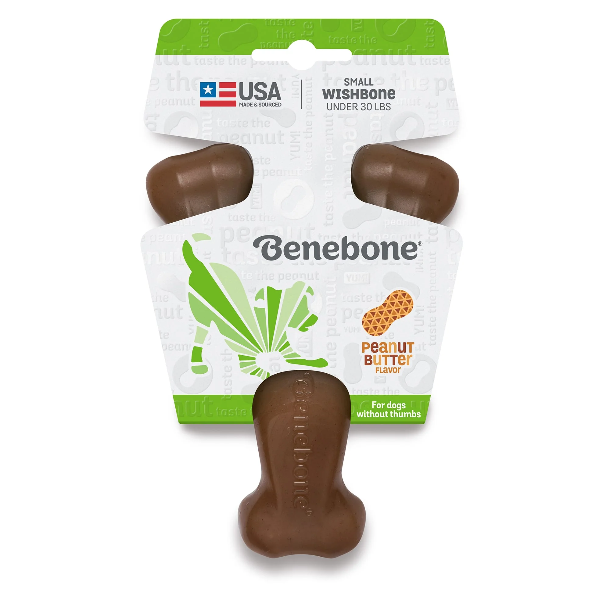 Benebone Real Peanut Durable Wishbone Dog Chew Toy  Small - Image 1