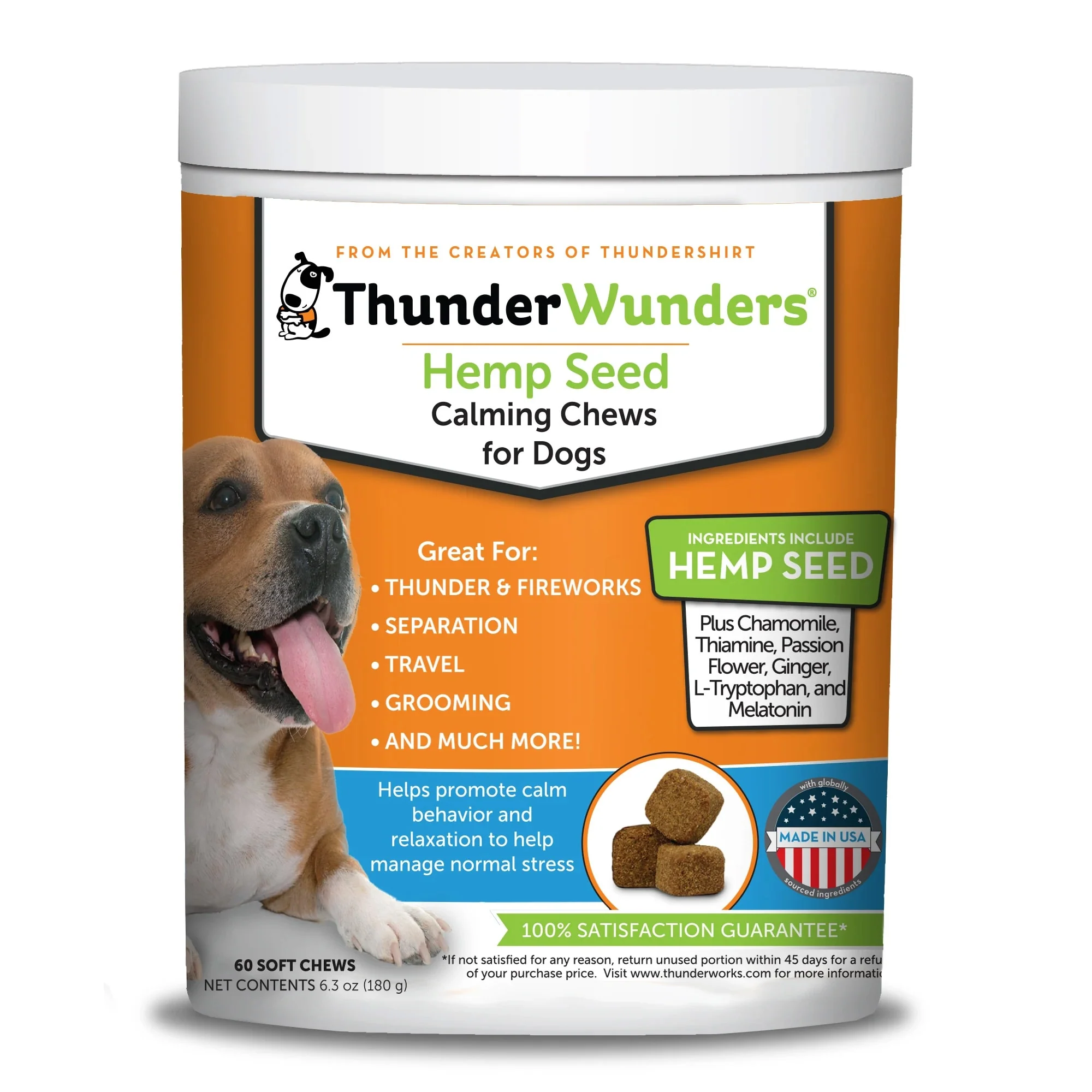 ThunderWunders Hemp Calming Chews for Dogs, 60 Soft Chews - Image 1