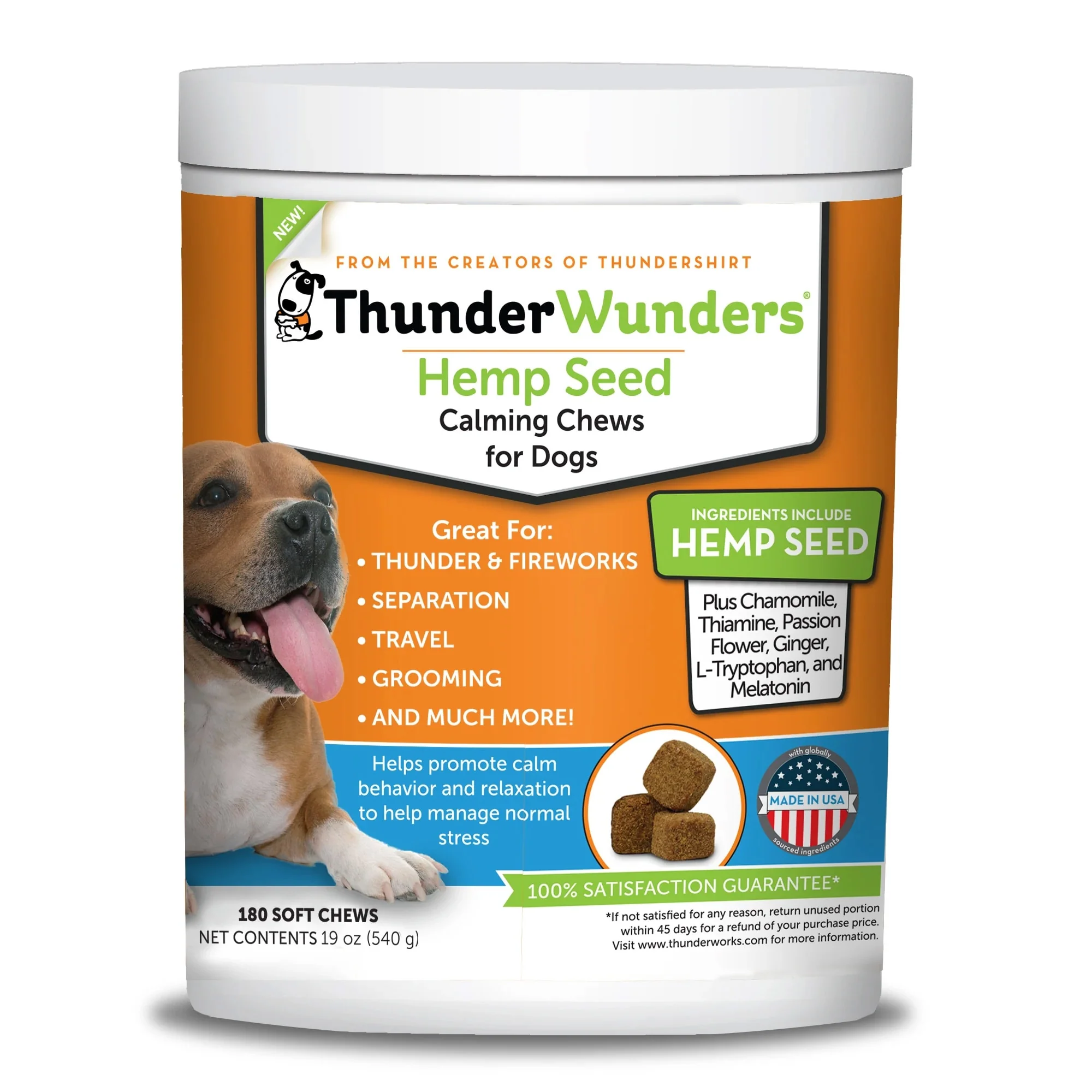 ThunderWunders Hemp Calming Chews for Dogs, 180 Soft Chews - Image 1