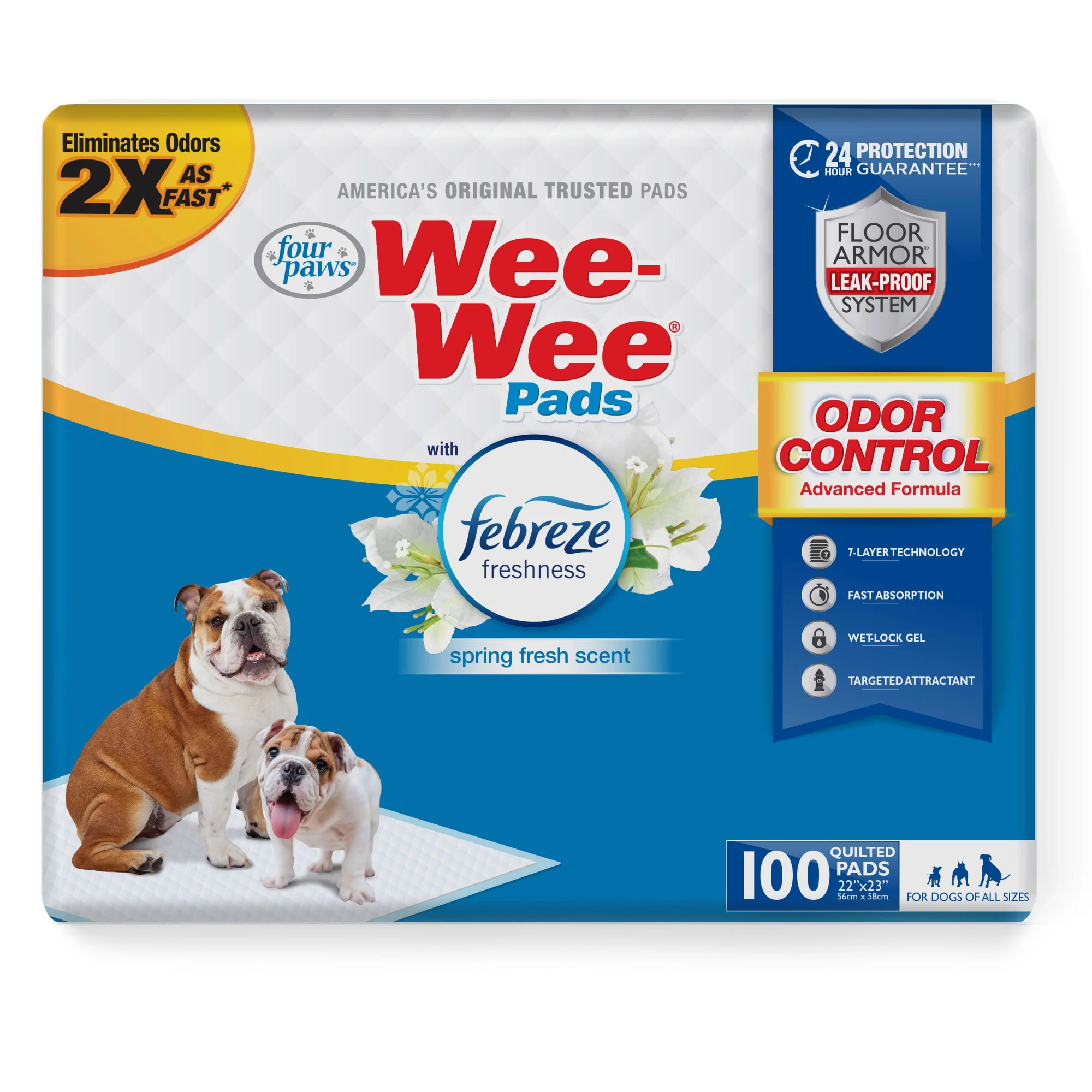 Four Paws Wee-Wee Odor Control Pads with Febreze Freshness 22 in x 23 in - Image 1