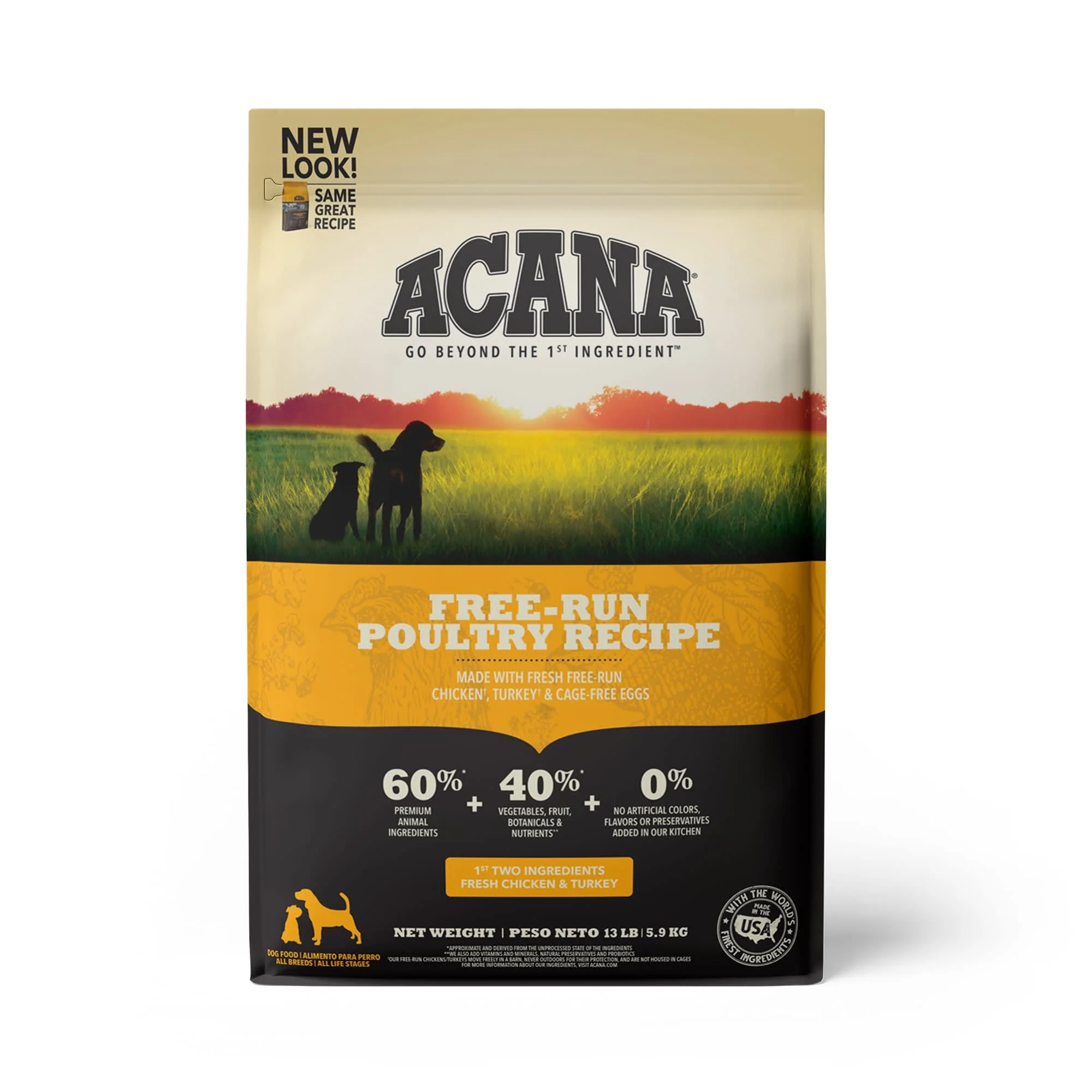 Acana Heritage Free-Run Poultry Formula Grain-Free Chicken  Turkey  & Egg Dry Dog Food  13 lb - Image 1