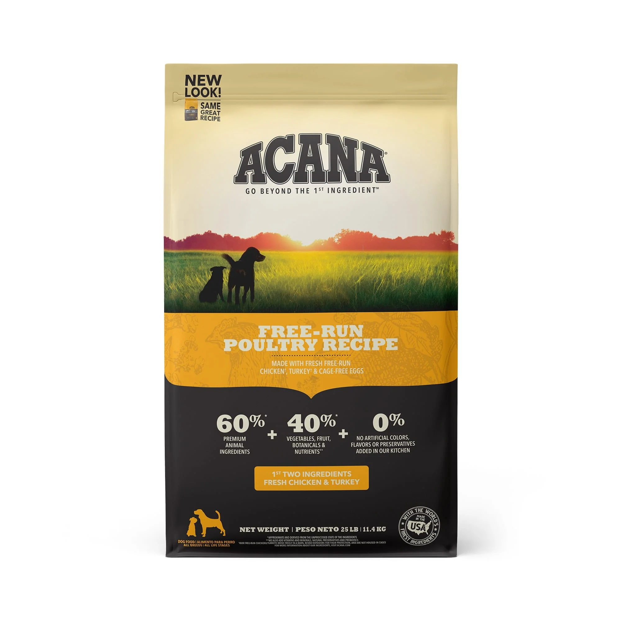 Acana Heritage Free-Run Poultry Formula Grain-Free Chicken  Turkey  & Egg Dry Dog Food  25 lb - Image 1