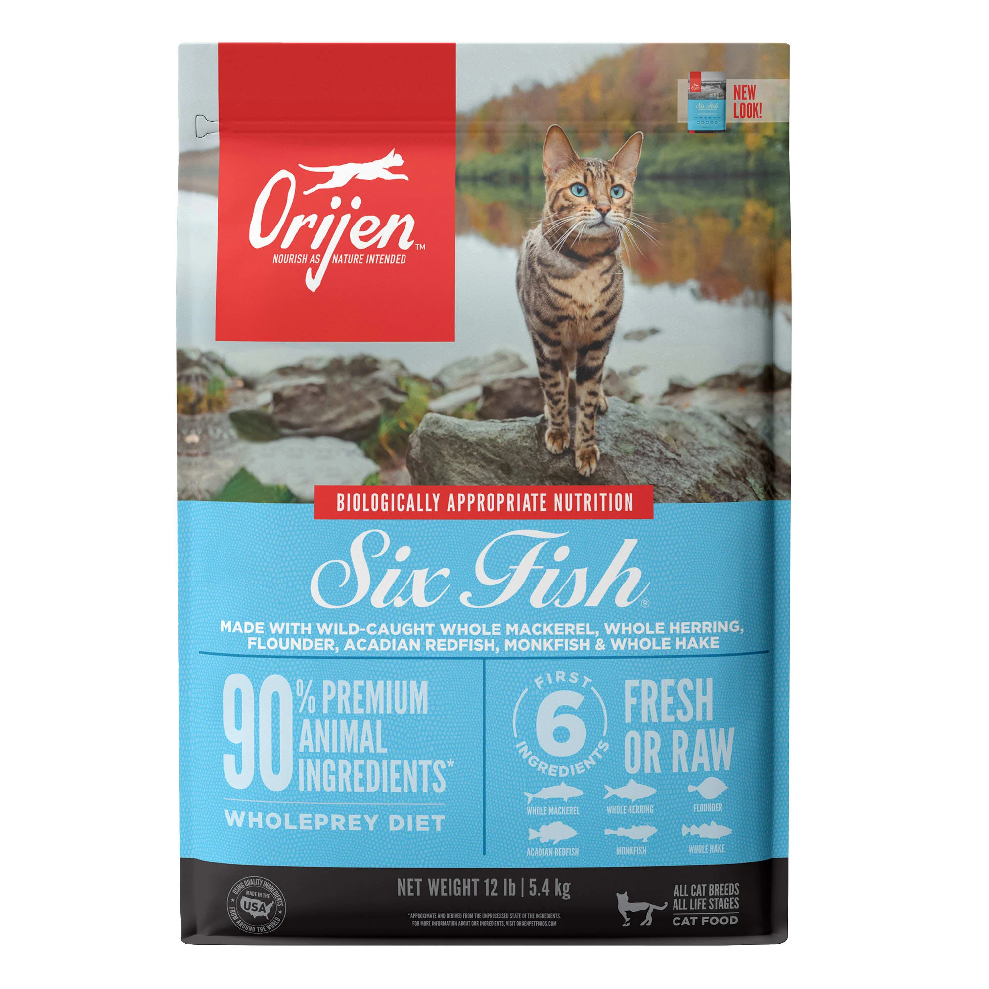 Orijen Six Fish Biologically Appropriate Fresh Fish & Sea Vegetables Dry Cat Food, 12 lb - Image 1