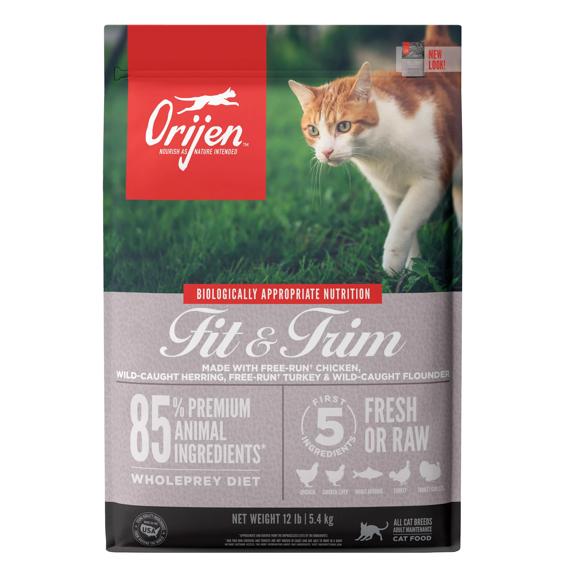 Orijen Fit & Trim Biologically Appropriate Grain-Free Dry Cat Food, 12 lb - Image 1