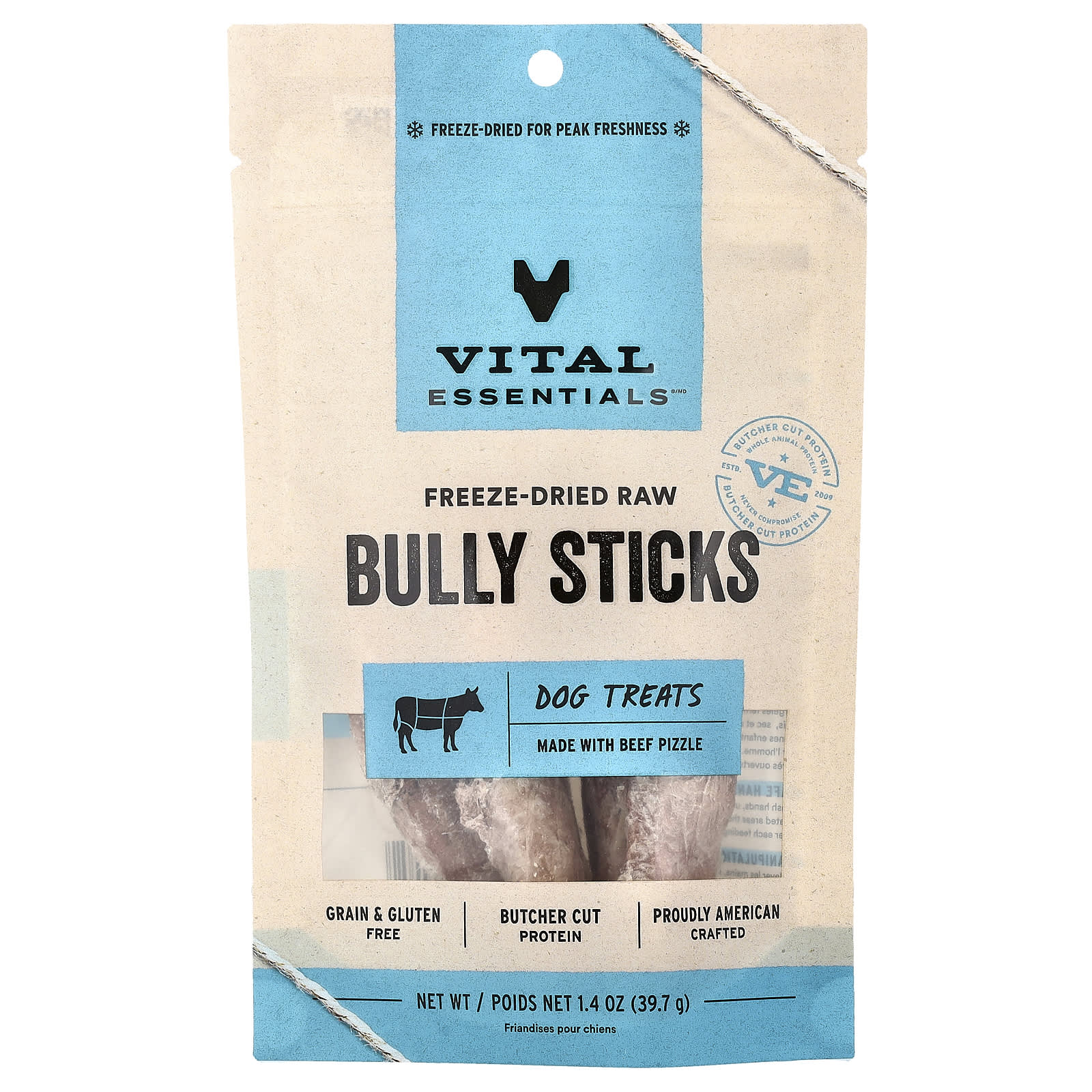 Vital Essentials Freeze Dried Dog Treats Bully Stick – Pack of 3