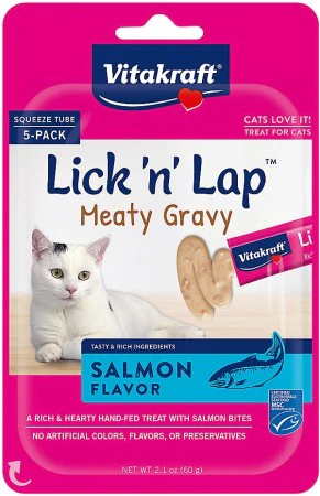 Vitakraft Lick n Lap Meaty Gravy Salmon Flavor Cat Treat 2.8oz - Image 1