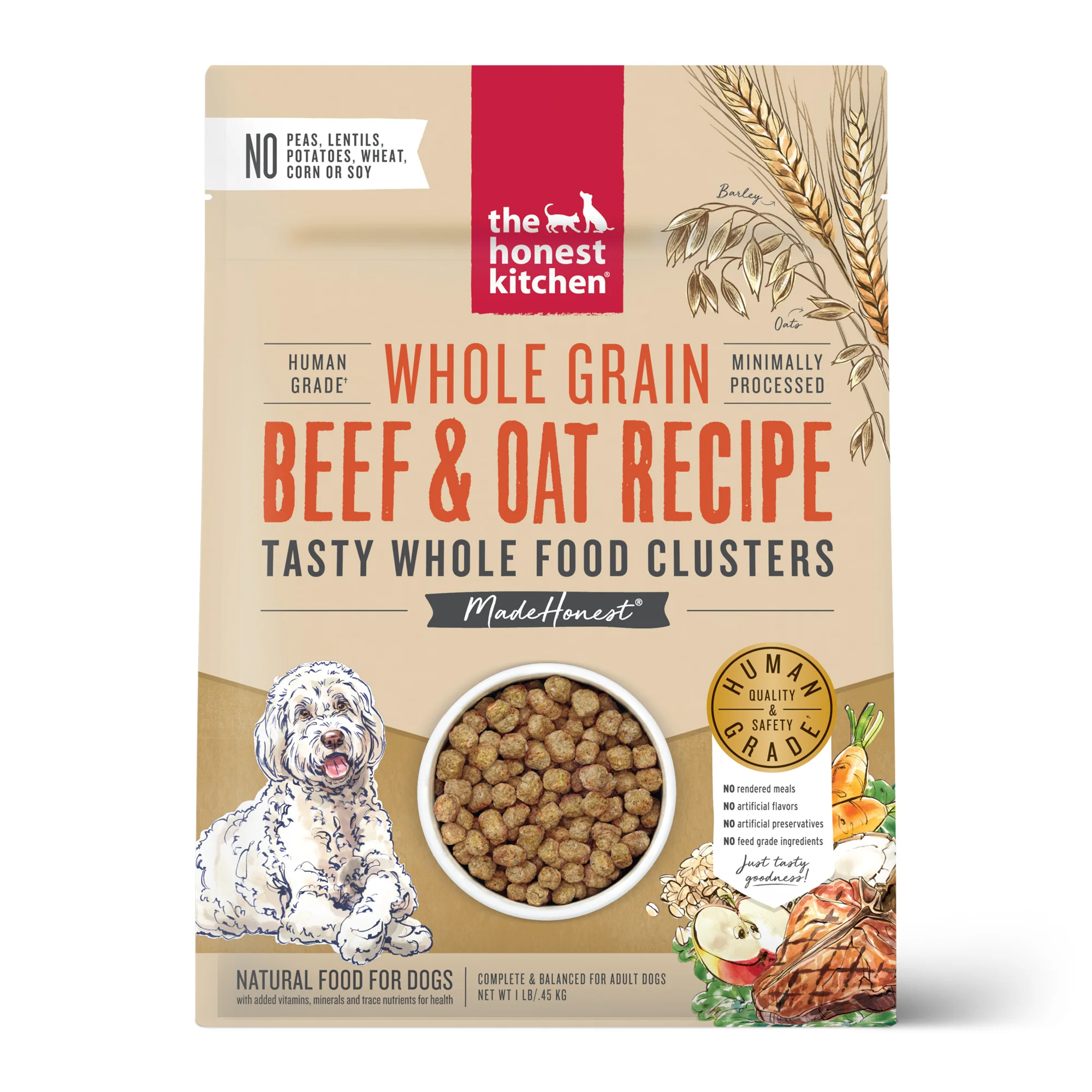 The Honest Kitchen Whole Food Clusters Whole Grain Beef & Oat Dry Dog Food 1lb - Image 1