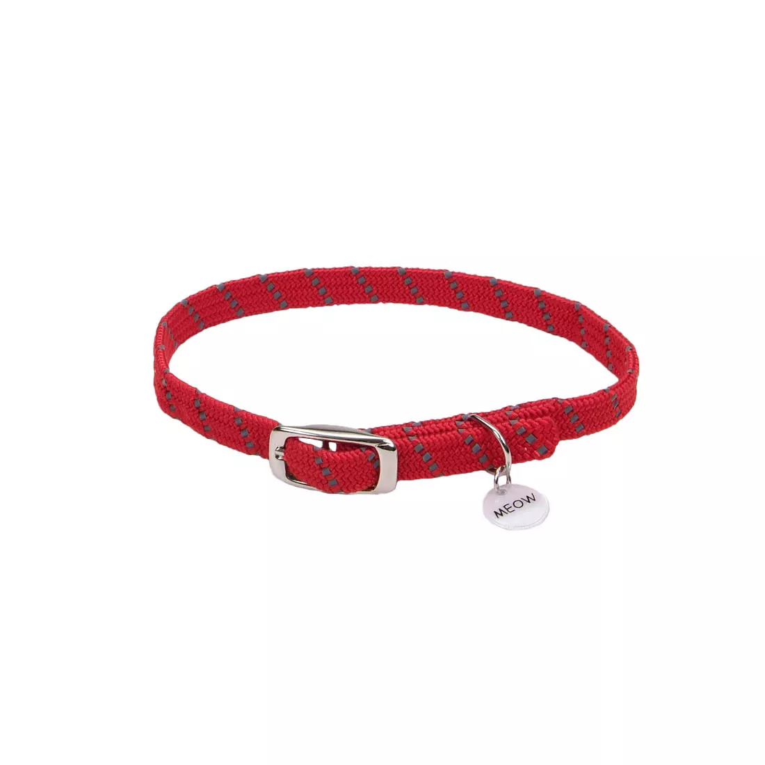 Coastal Elasta Cat 3/8in Wide 10in Reflective Safety Stretch Collar with Reflective Charm Red - Image 1