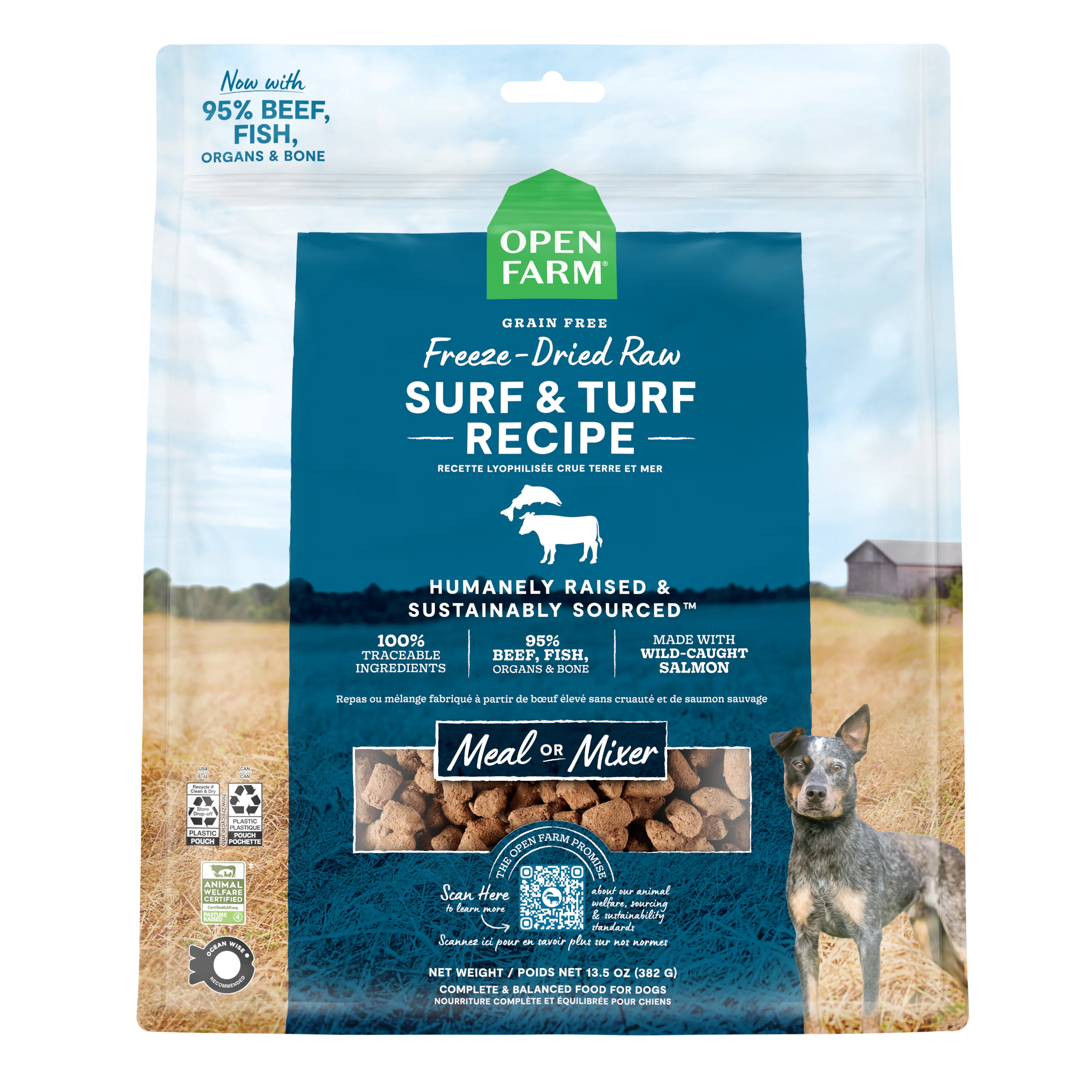 Open Farm Surf & Turf Recipe Freeze Dried Raw Morsels For Dogs 22oz Bag