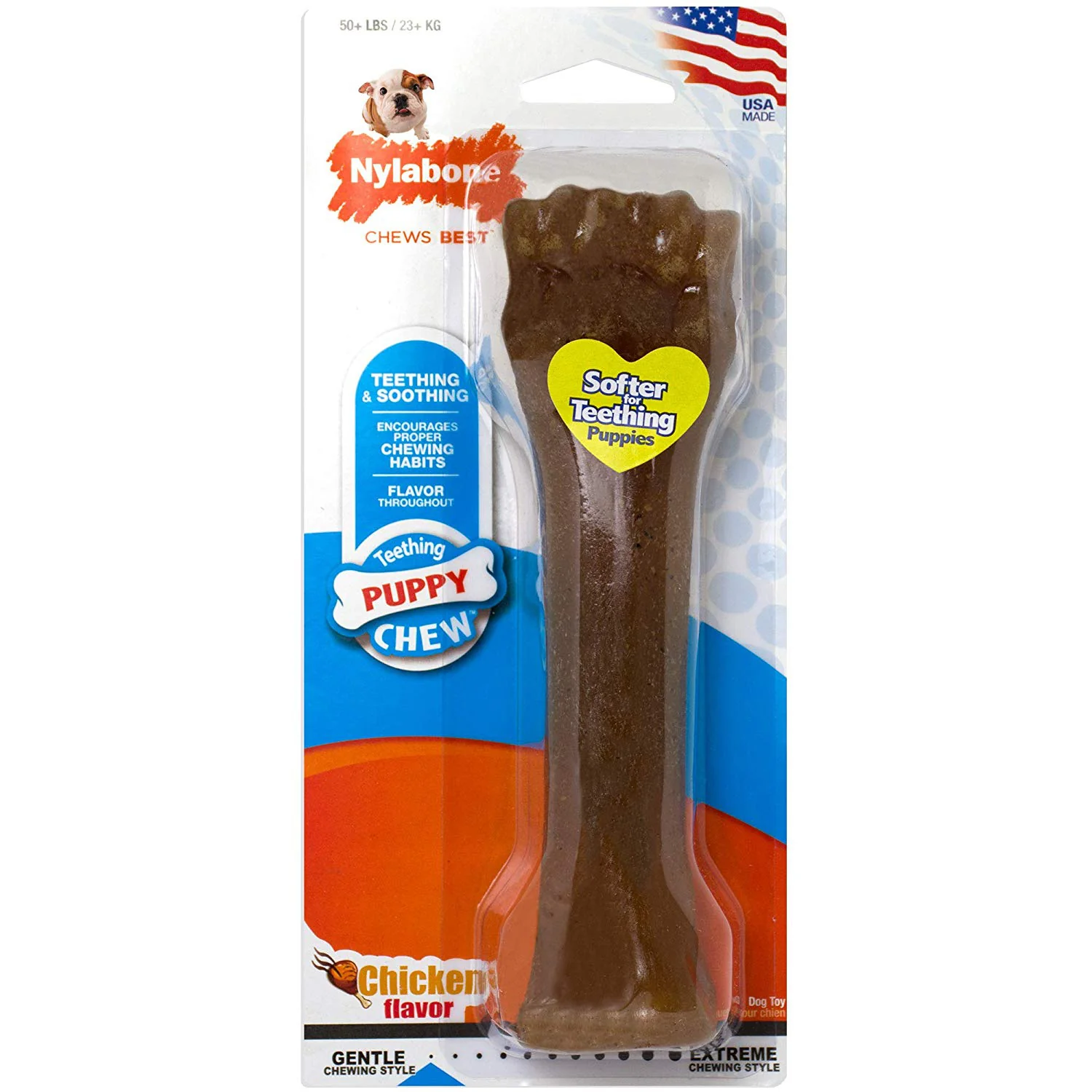 Nylabone Just for Puppies Teething Chew Classic Bone Chicken Bone X-Large/Souper - Image 1