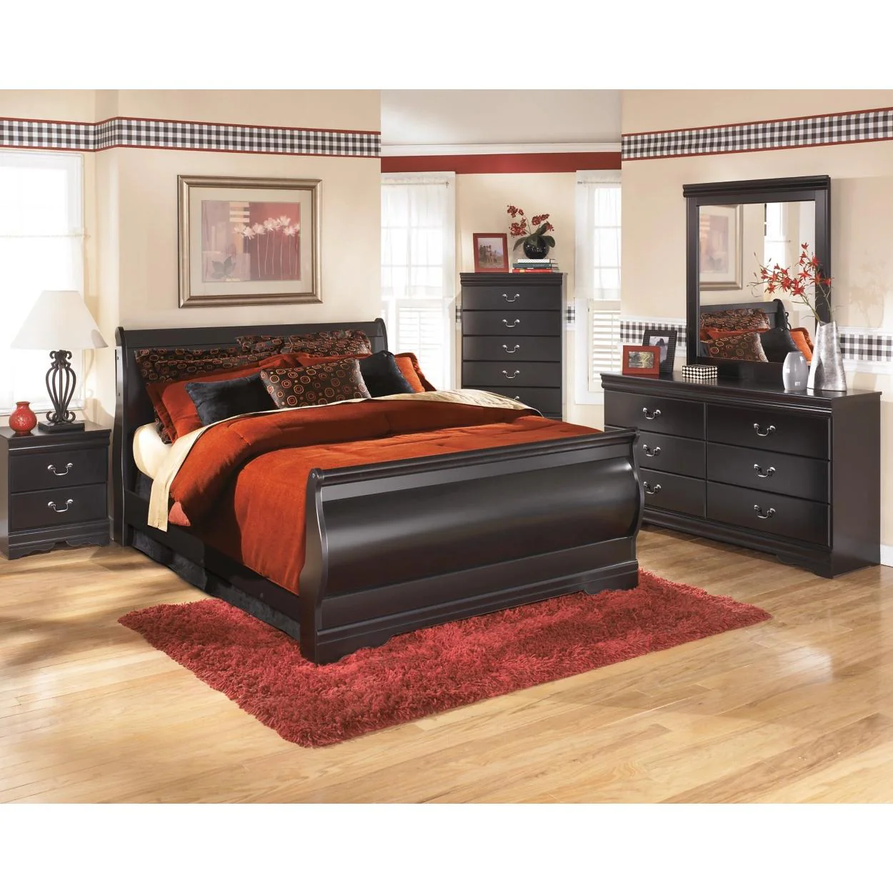 Signature Design by Ashley Huey Vineyard B128B15 7 pc Queen Sleigh Bedroom Set - Image 1