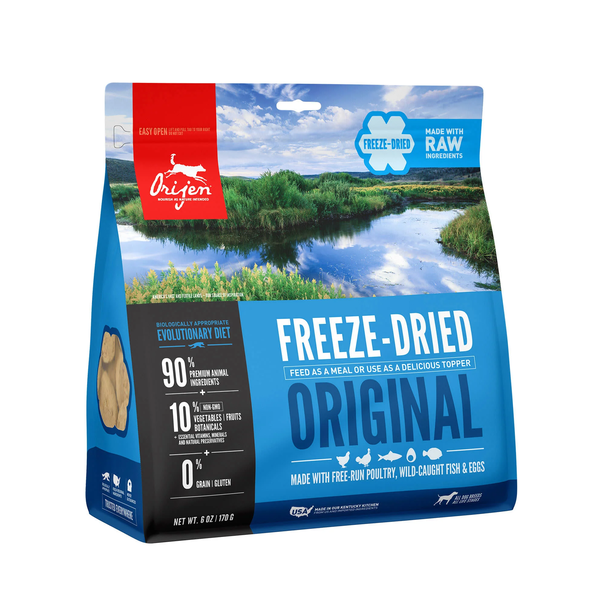 Orijen Adult Dog Freeze Dried Grain-Free Chicken, Turkey & Fish Adult Dry Dog Food, 6 Oz - Image 1