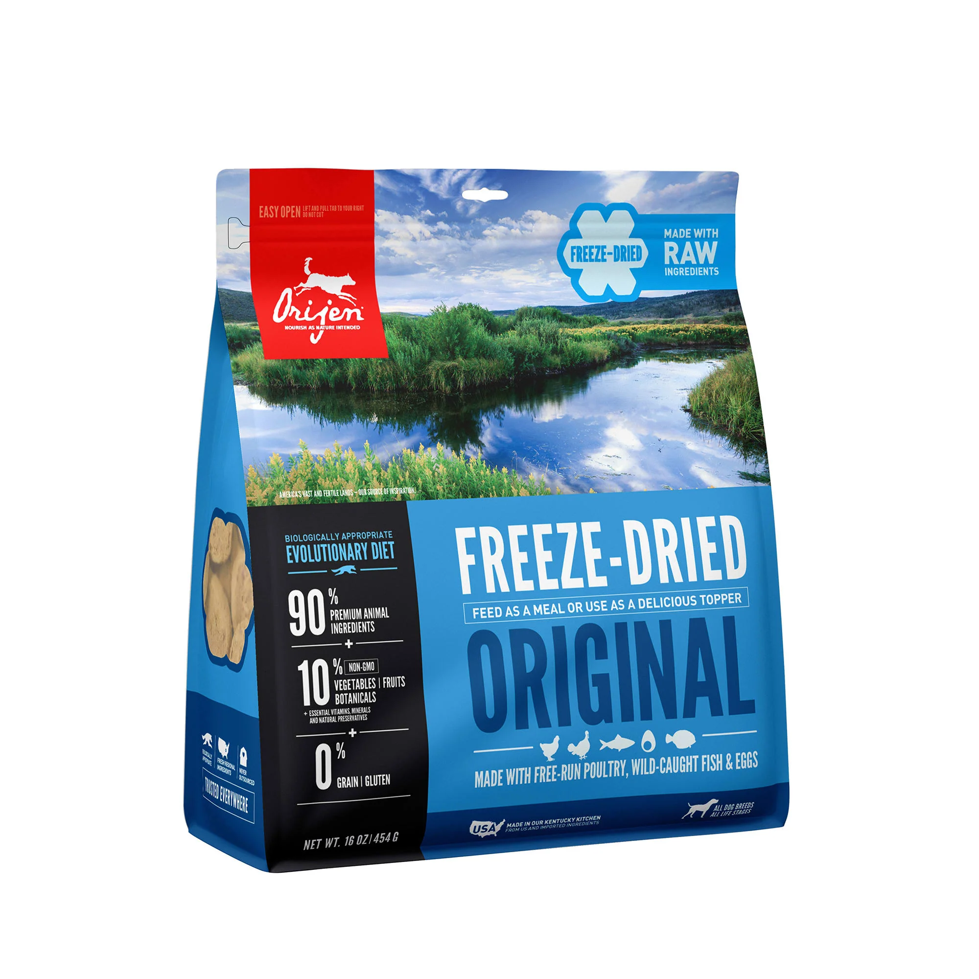 Orijen Adult Biologically Appropriate Dog Freeze Dried Grain-Free Chicken, Turkey & Fish Adult Dry Dog Food, 16 Oz - Image 1