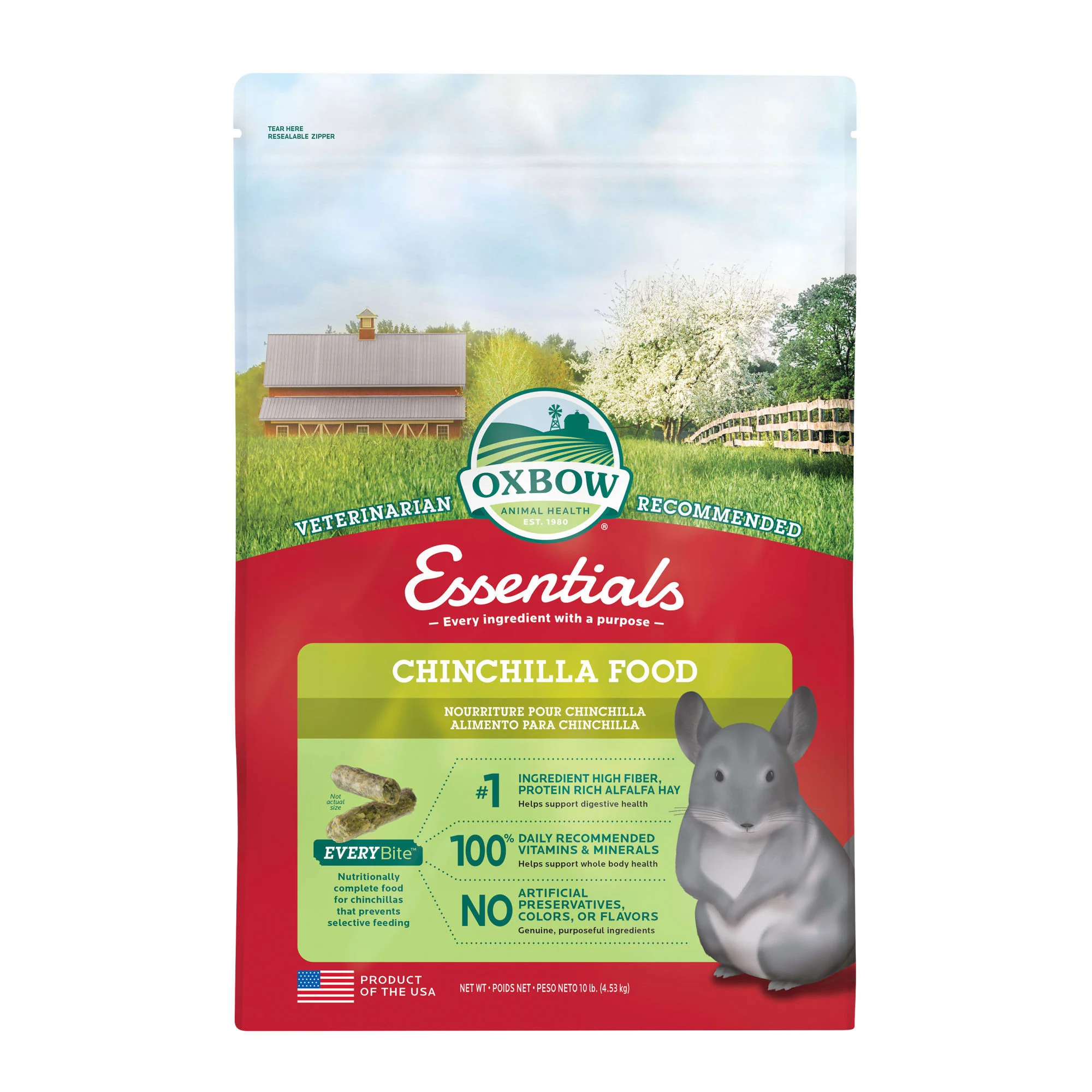 Oxbow Essentials Dry Chinchilla Food  10 lbs. - Image 1