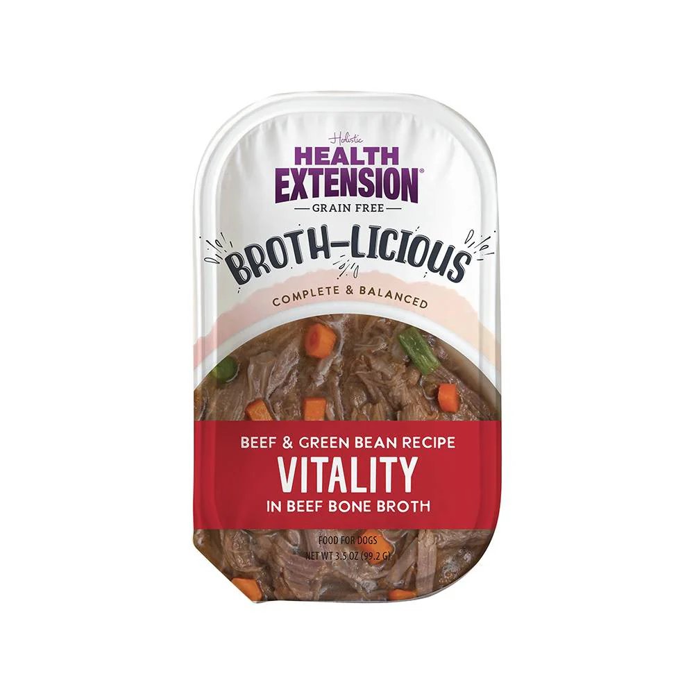 Health Extension Vitality Beef and Green Bean Broth-licious Doog Food 3.5oz - Image 1