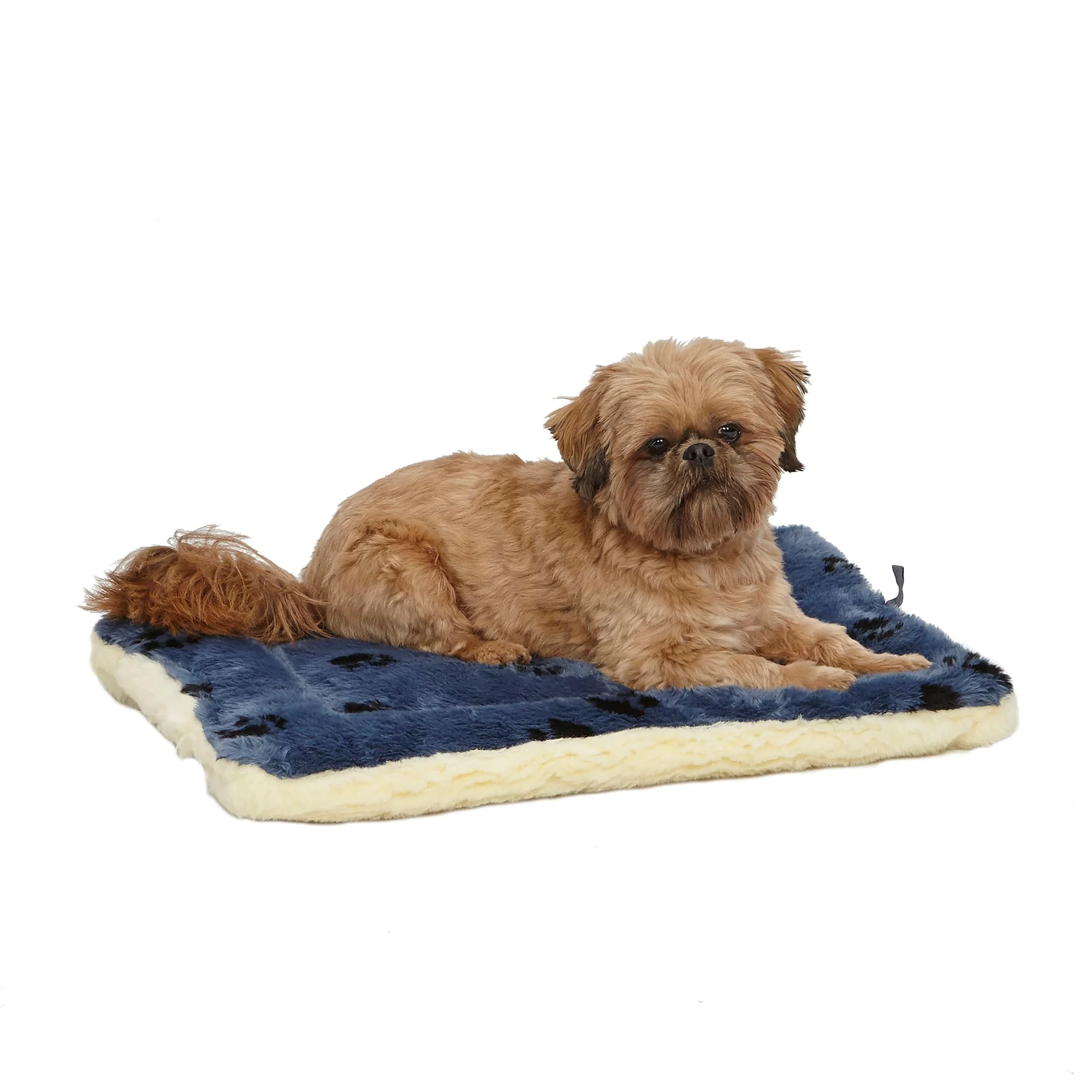 Midwest Fleece Blue Paw Print Reversible Dog and Cat Bed 24 - Image 1