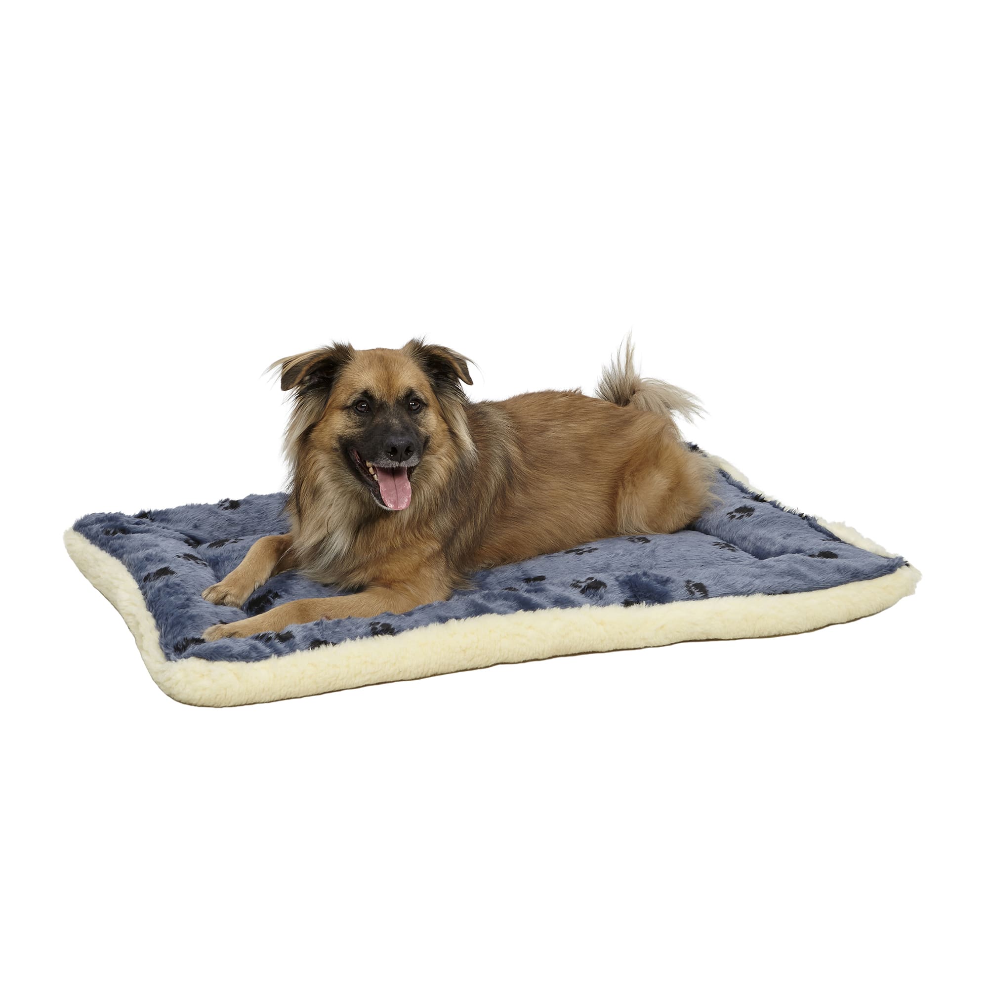 MidWest Fleece Blue Paw Print Reversible Dog Bed 36 - Image 1