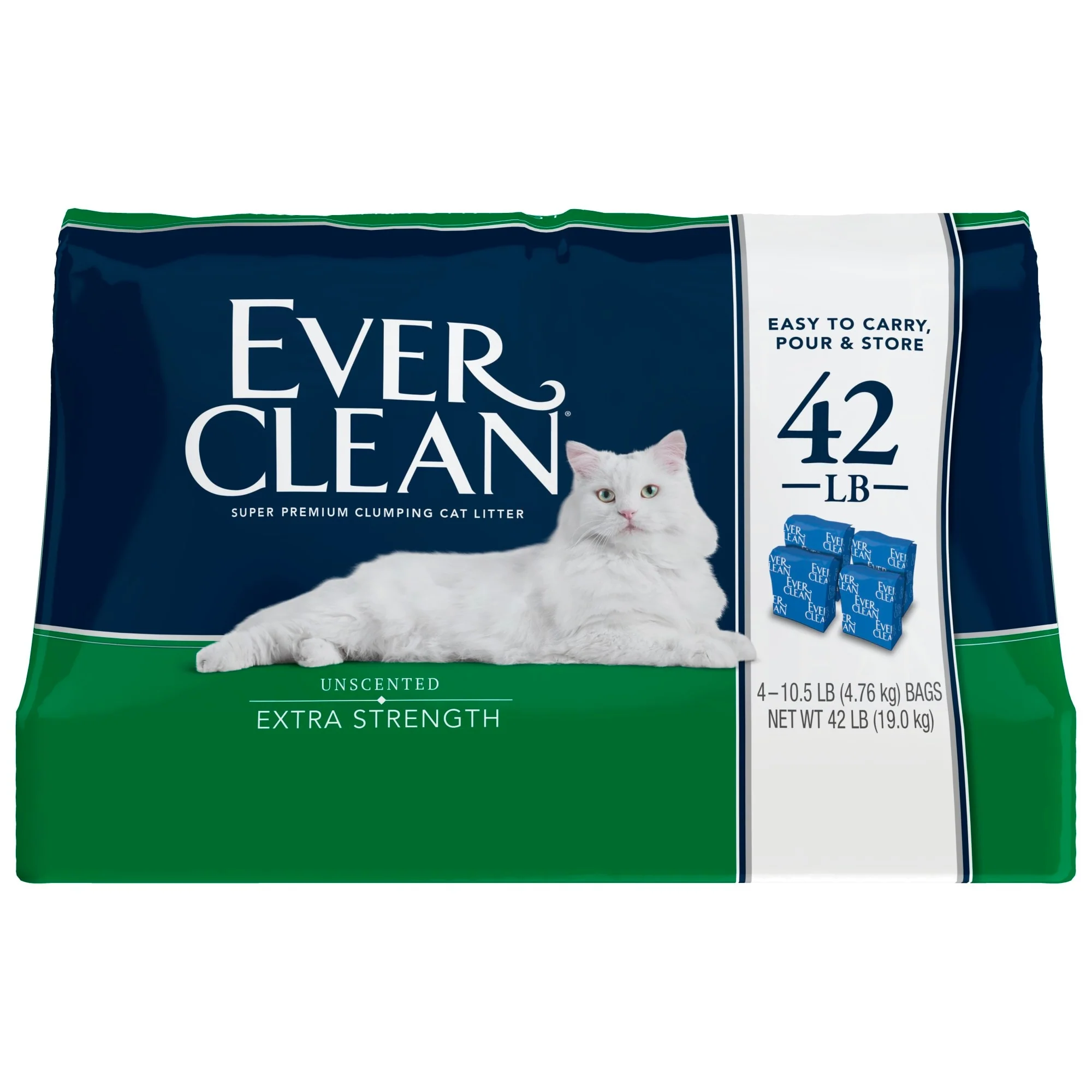 Ever Clean Extra Strength Unscented Odor Control Clay Cat Litter 42lb Bag - Image 1