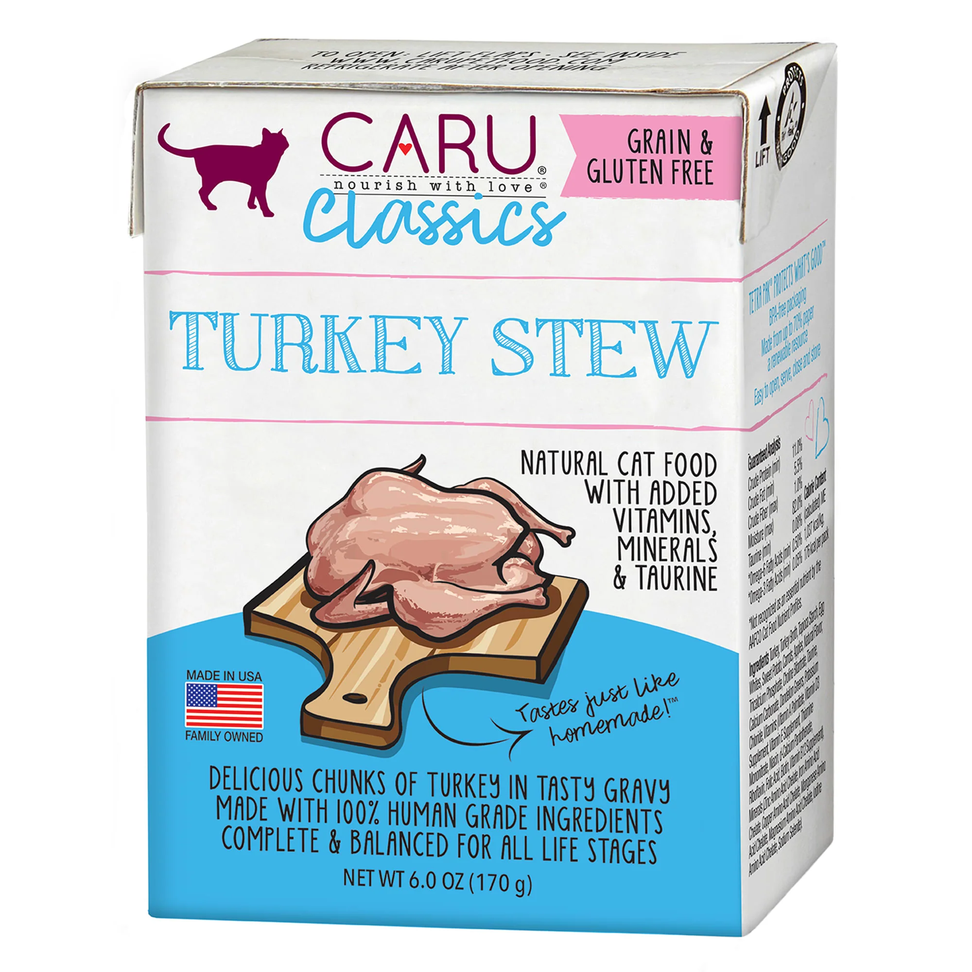 Caru Classics Wet Cat Food 6oz Carton Turkey Stew - Image 1