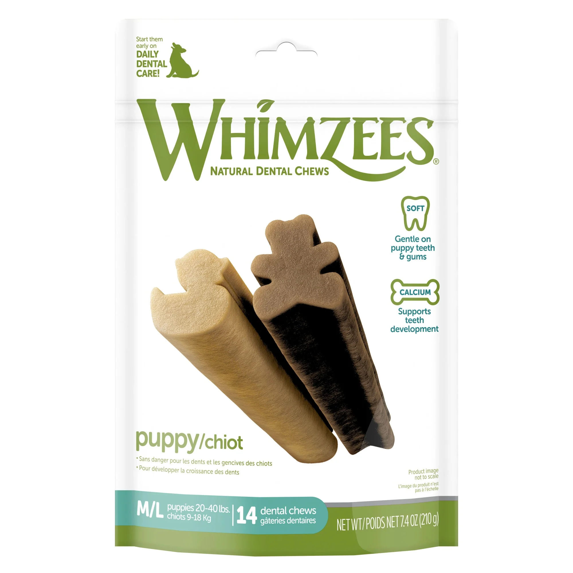 WHIMZEES Puppy Daily Dental Dog Treats, Medium and Large Breeds, Bag of 14 - Image 1
