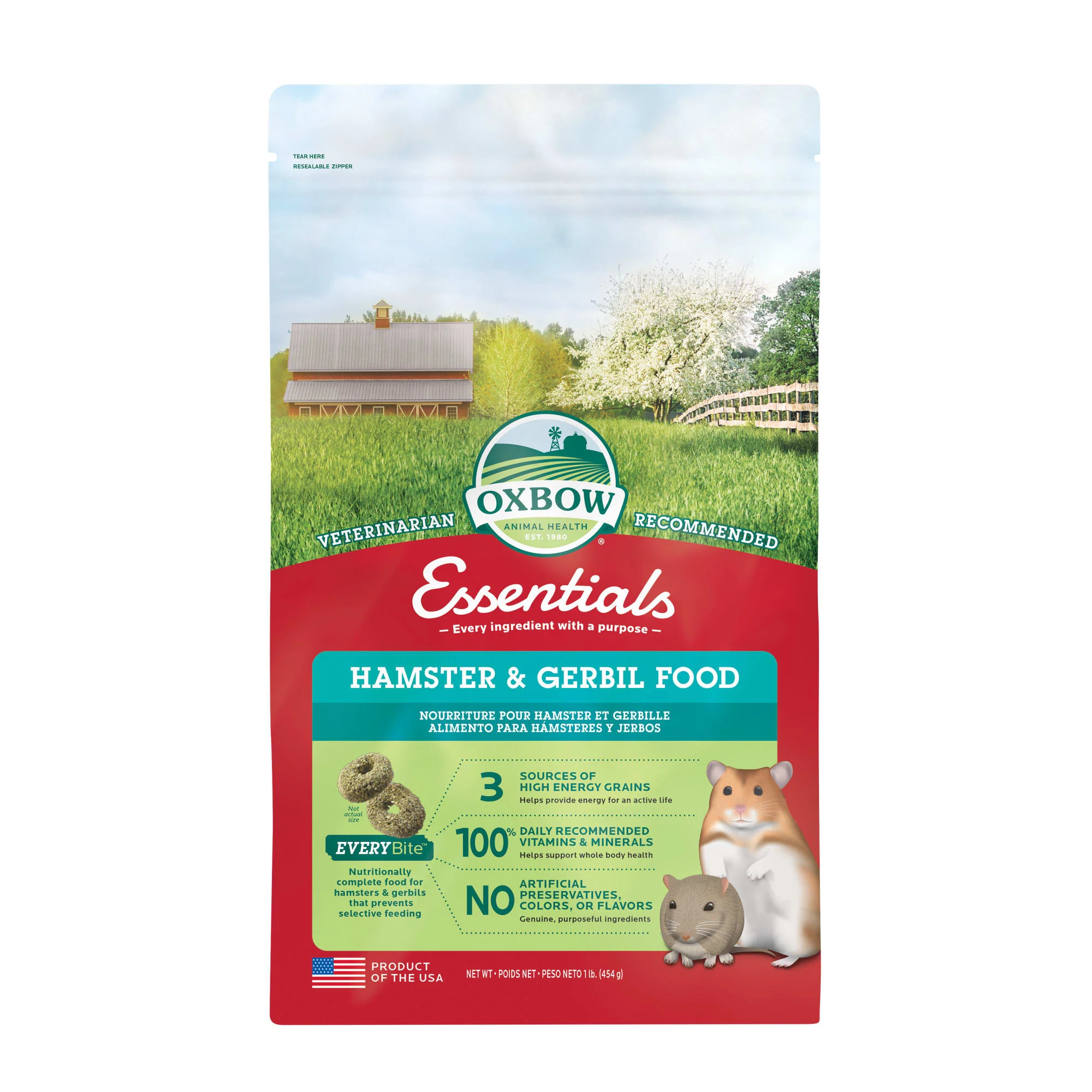 Oxbow Essentials Hamster & Gerbil Dry Small Animal Food  1 lb. - Image 1