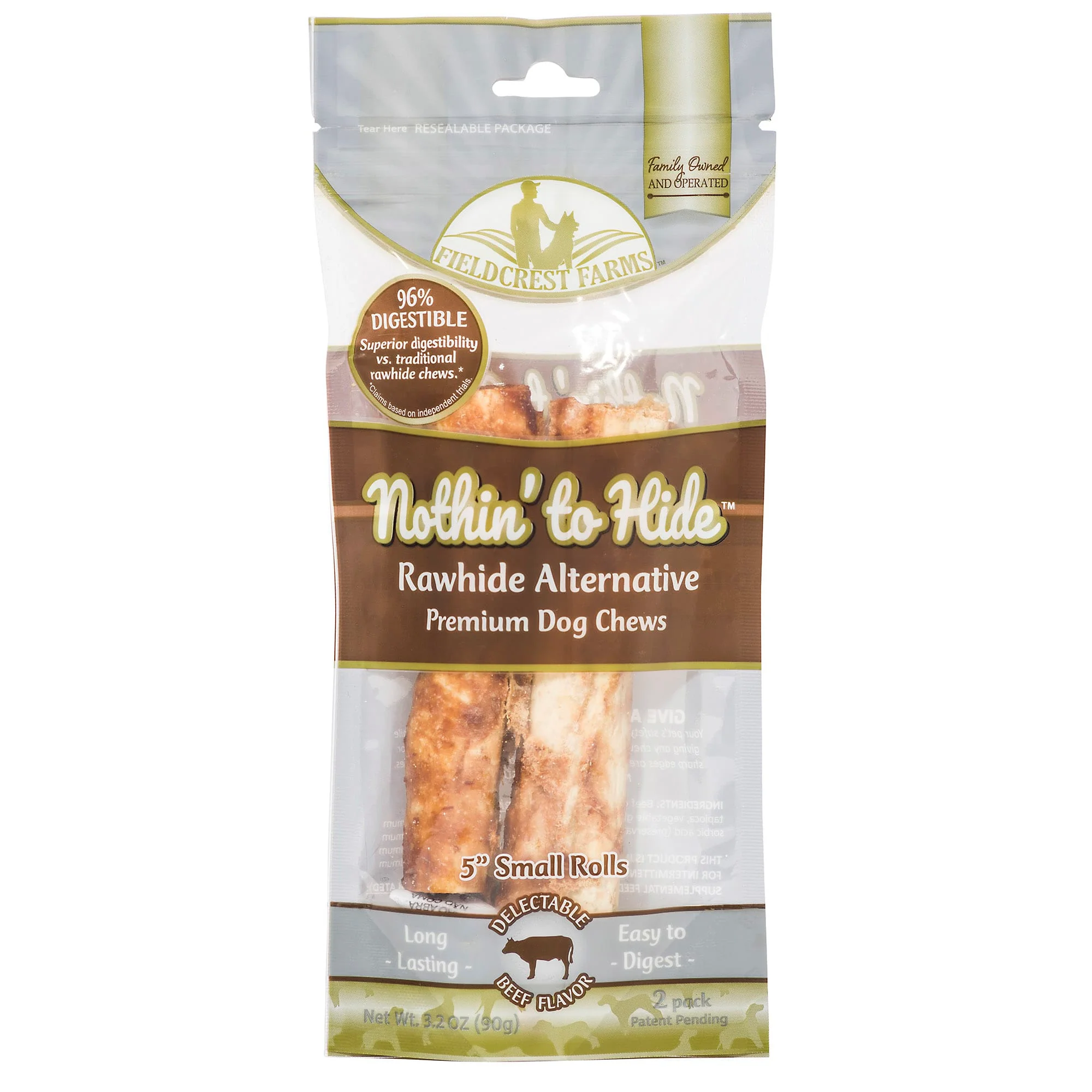 TopDawg 39138 5 in. Nothin to Hide Rawhide Alternative Beef Roll - Small - Pack of 2 - Image 1