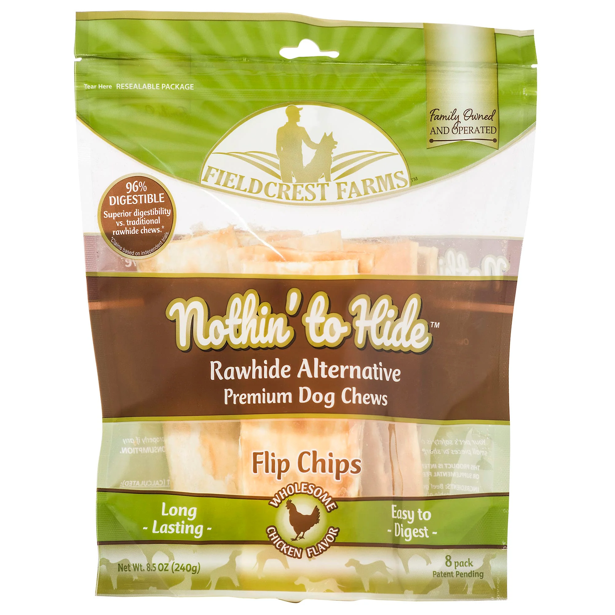 TopDawg 39137 Nothin to Hide Rawhide Alterntive Chicken Flip Chips - Pack of 8 - Image 1