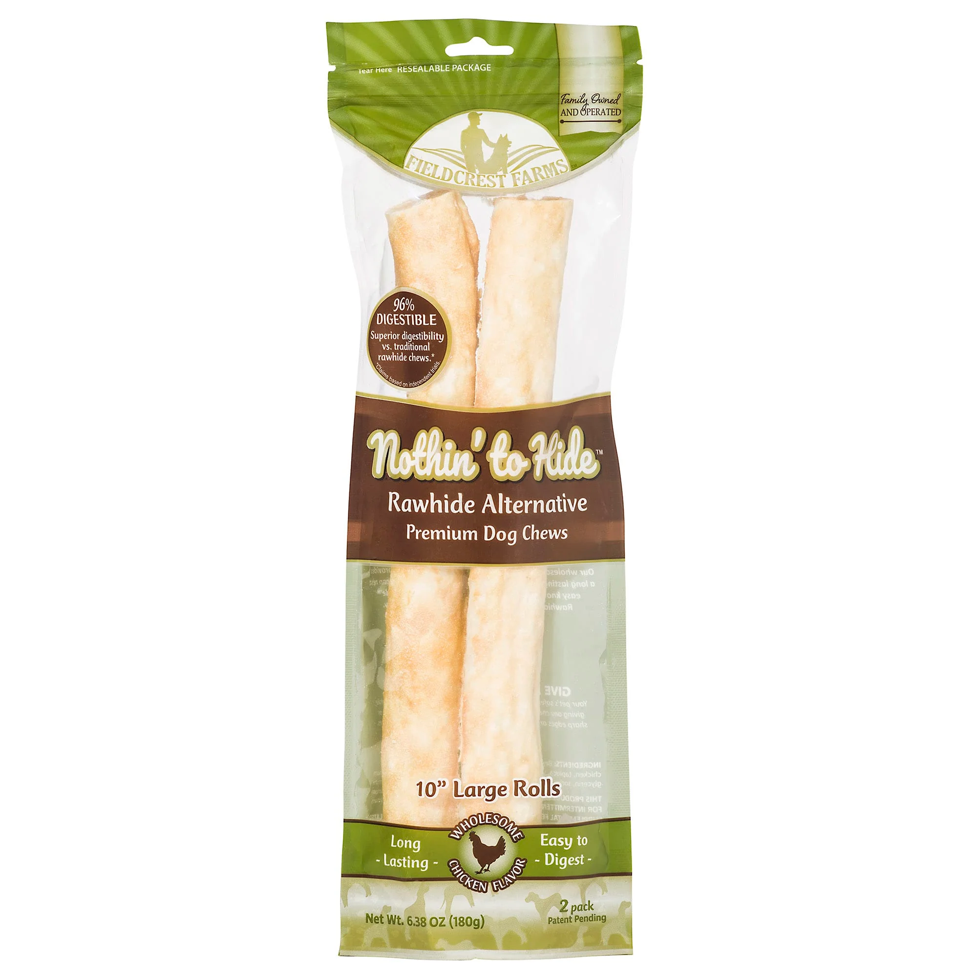TopDawg 39135 10 in. Nothin to Hide Rawhide Alternative Chicken Roll - Large - Pack of 2 - Image 1