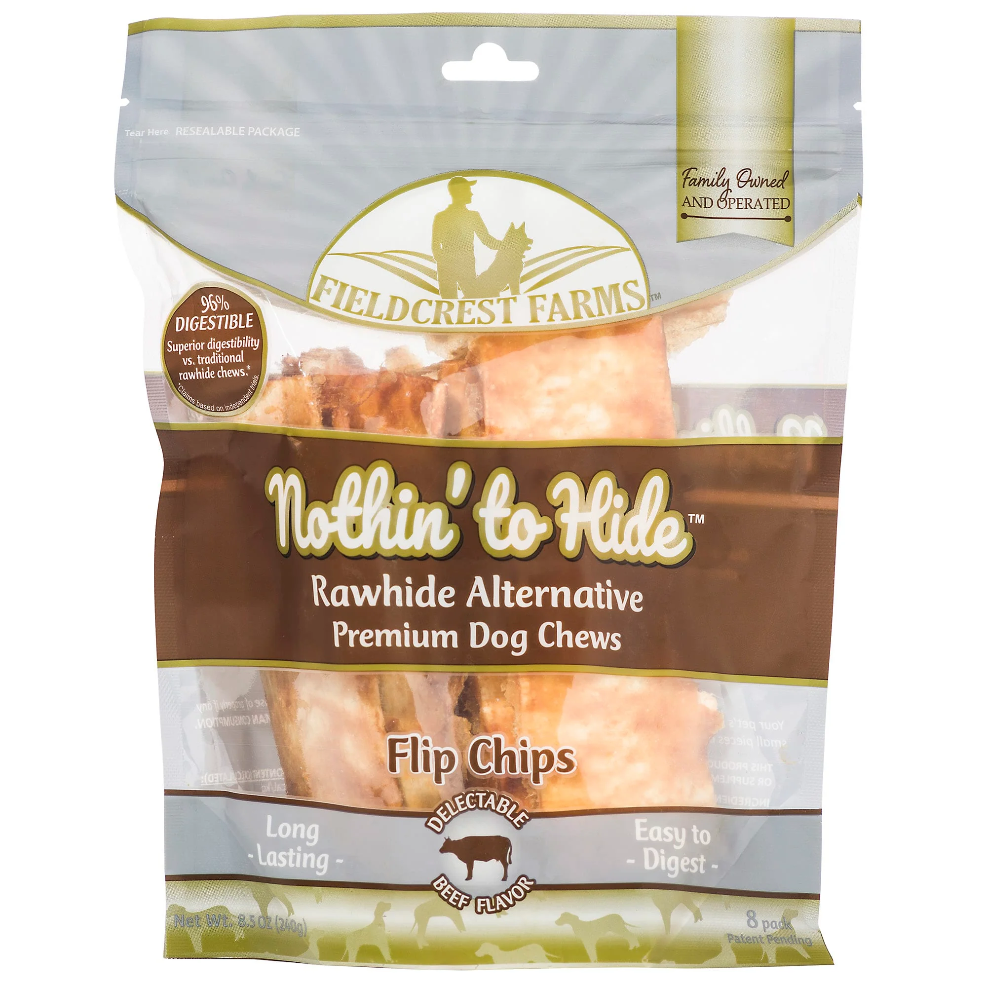 TopDawg 39141 Nothin to Hide Rawhide Alterntive Beef Flip Chips - Pack of 8 - Image 1