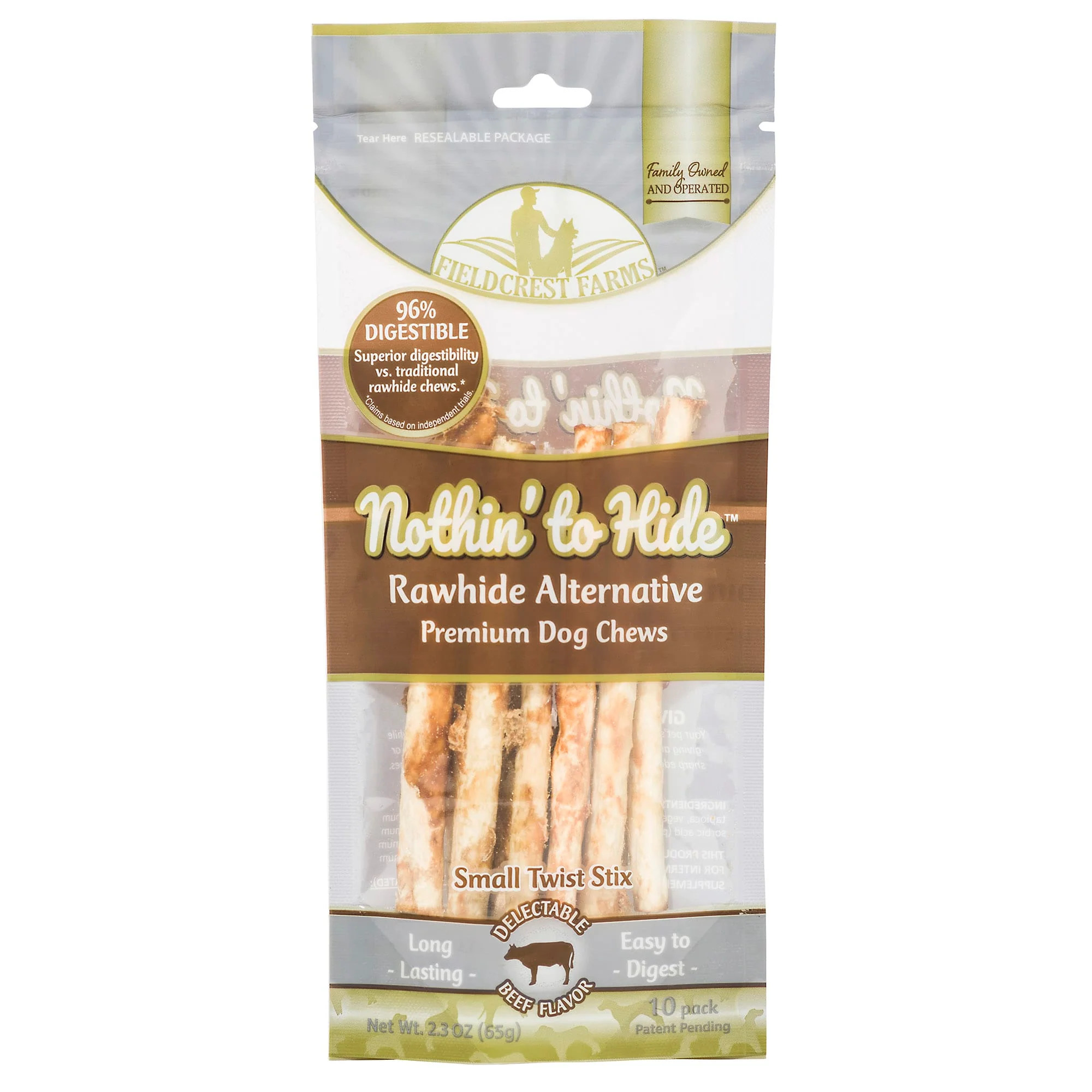 TopDawg 39140 Nothin Rawhide Alternative Beef Small Twist Stix - Pack of 10 - Image 1