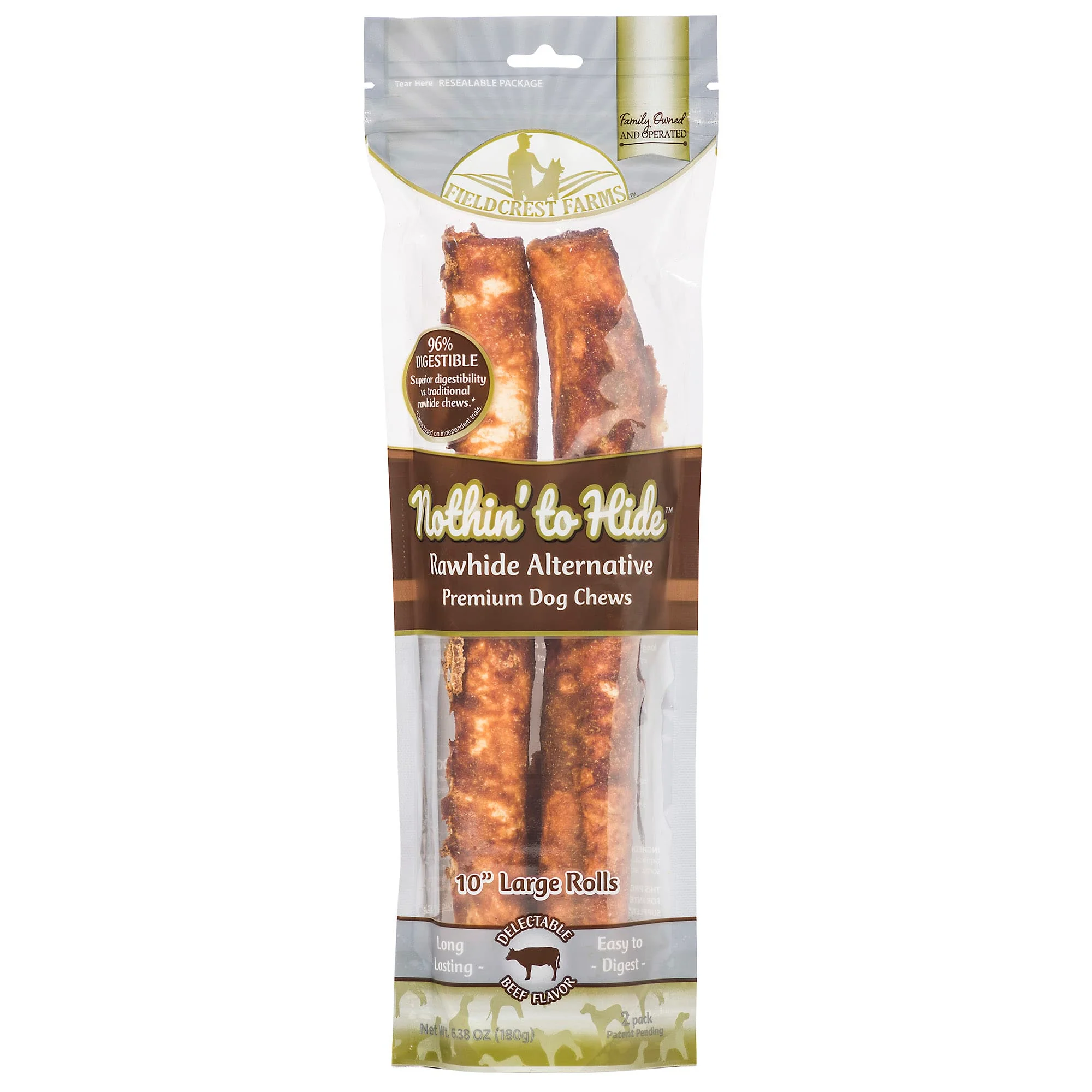 TopDawg 39139 10 in. Nothin to Hide Rawhide Alternative Beef Roll - Large - Pack of 2 - Image 1