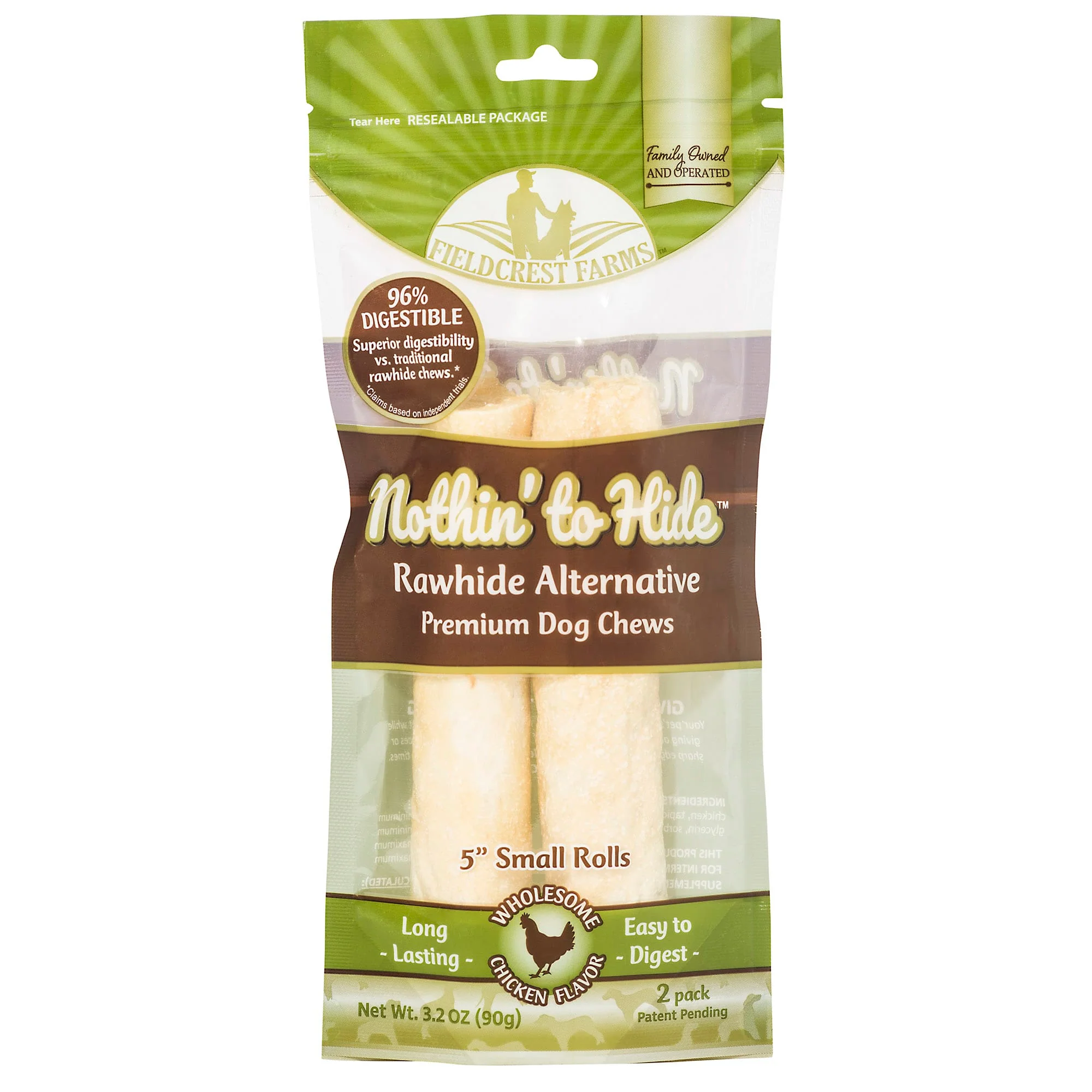 TopDawg 39134 5 in. Nothin to Hide Rawhide Alternative Chicken Roll - Small - Pack of 2 - Image 1
