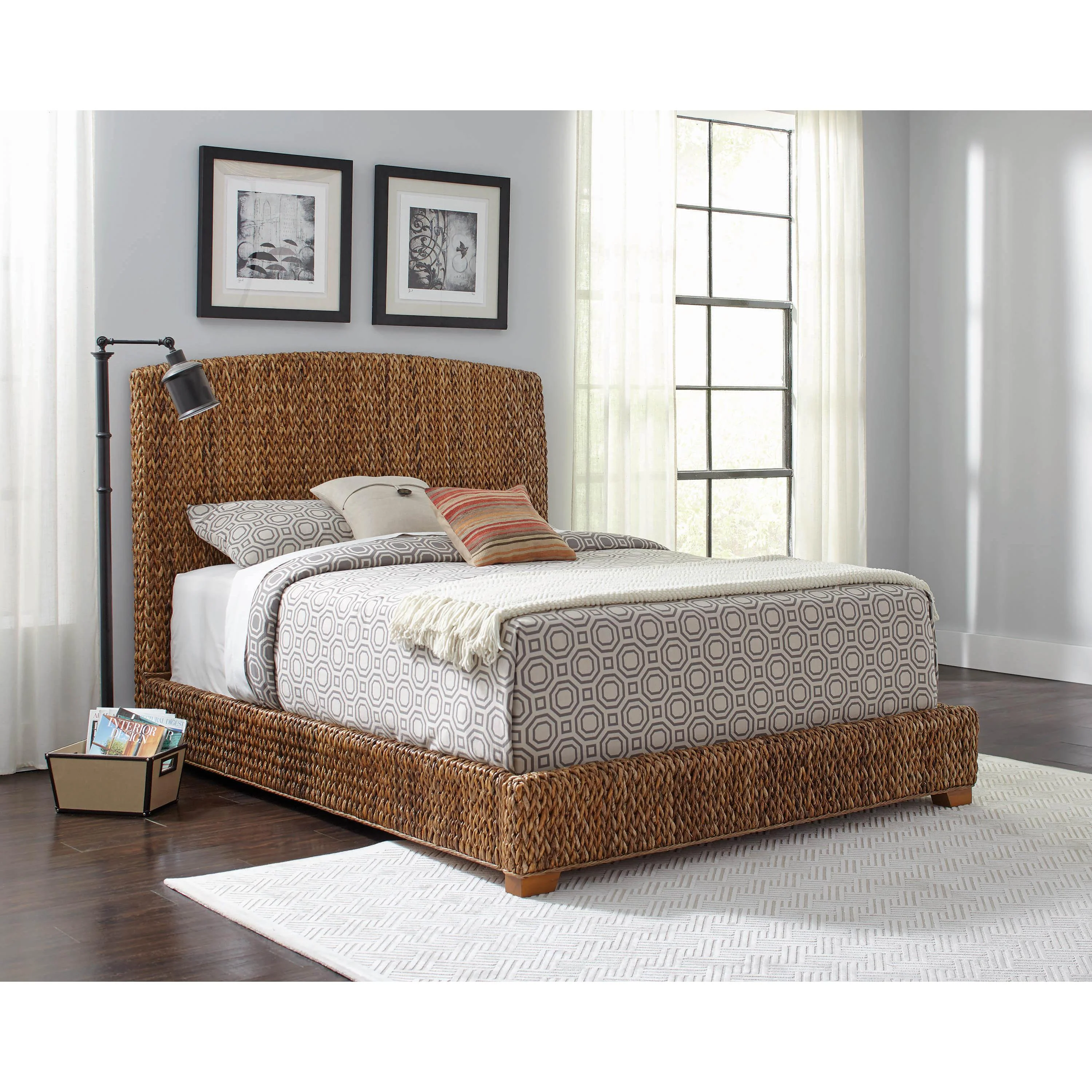 Coaster Furniture Laughton 300501KE Banana Leaf Eastern King Panel Bed - Amber - Image 2