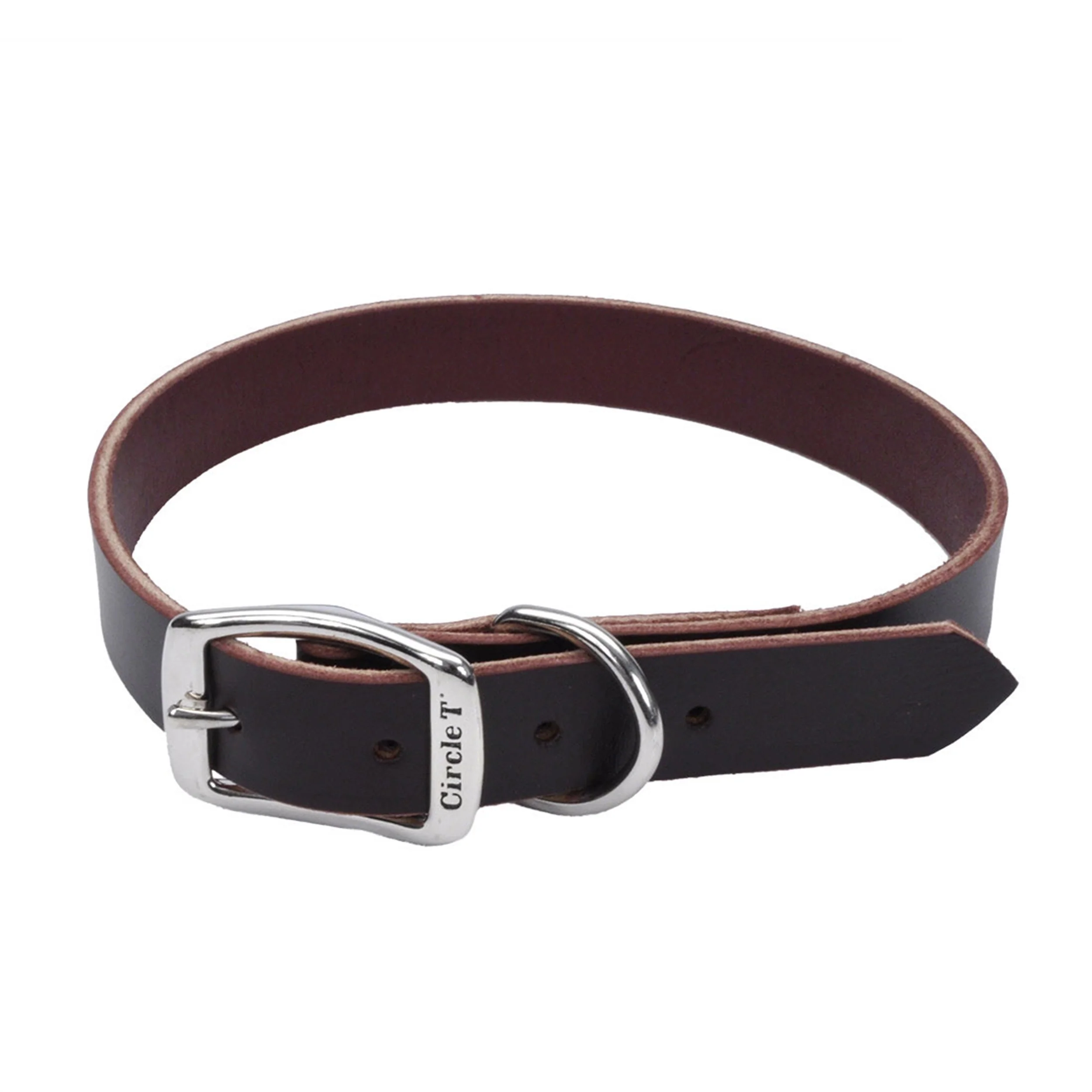 Coastal Circle T 5/8in Wide 16in Leather Town Dog Collar, Latigo - Image 1