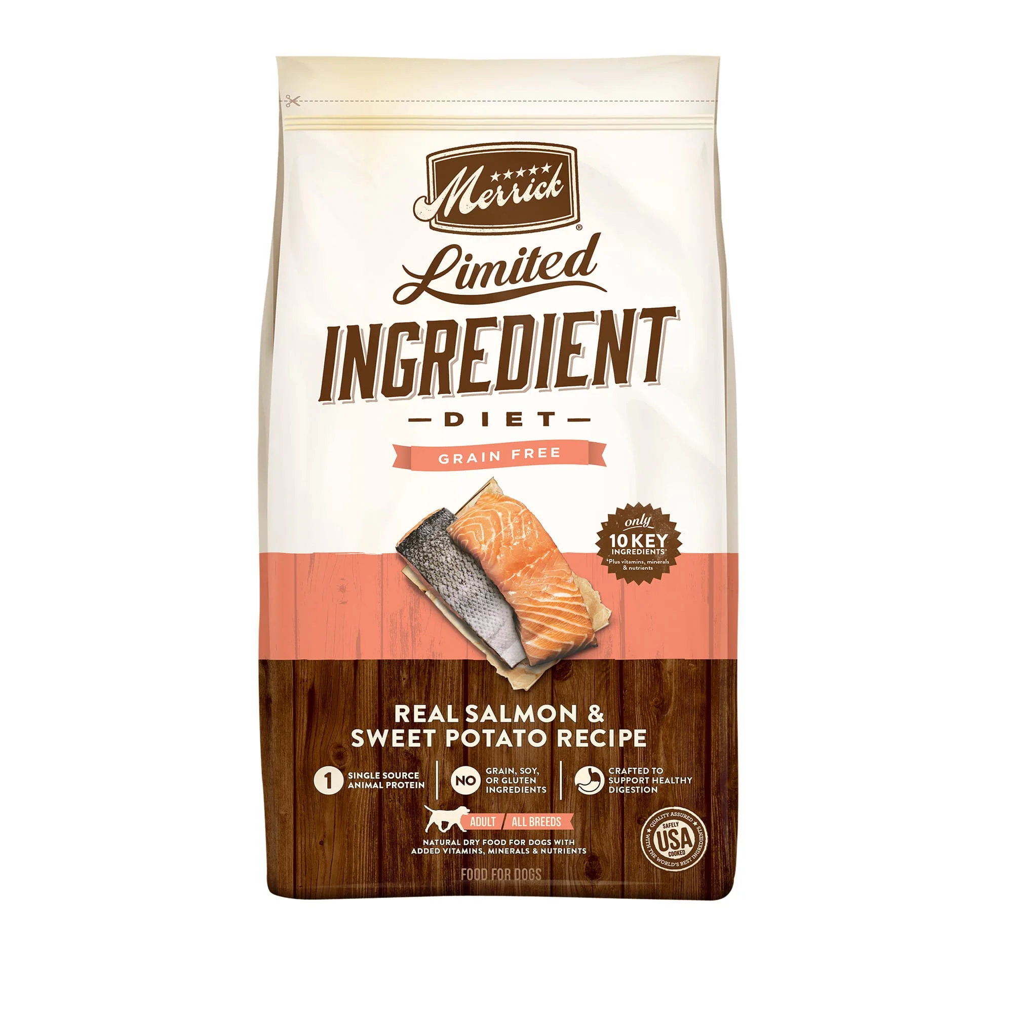 Merrick Grain-Free Limited Ingredients Diet Salmon & Sweet Potato Adult Dry Dog Food, 4 lb - Image 1