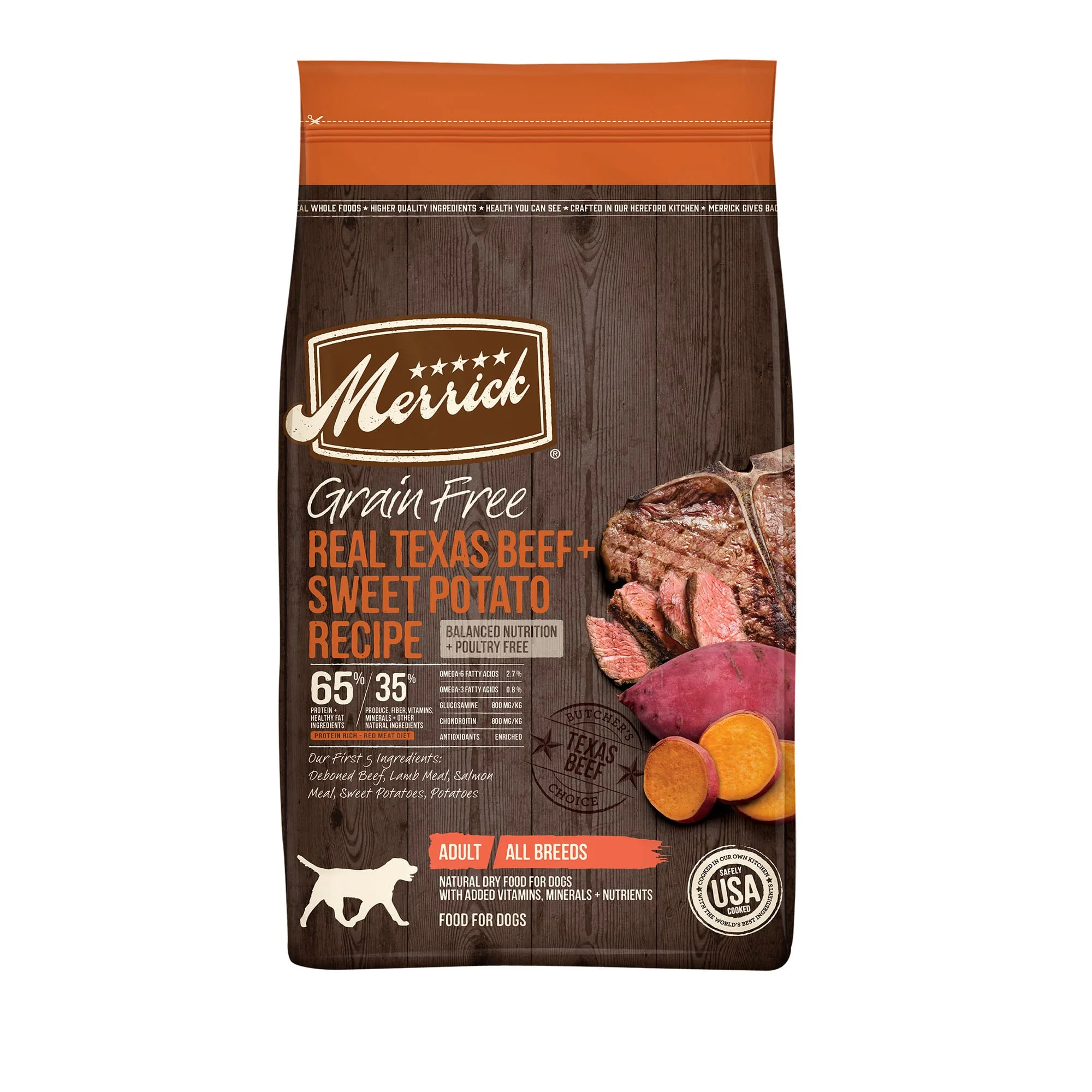 Merrick Grain Free Real Texas Beef + Sweet Potato Dry Dog Food, 22 lbs Dry Dog Food - Image 1
