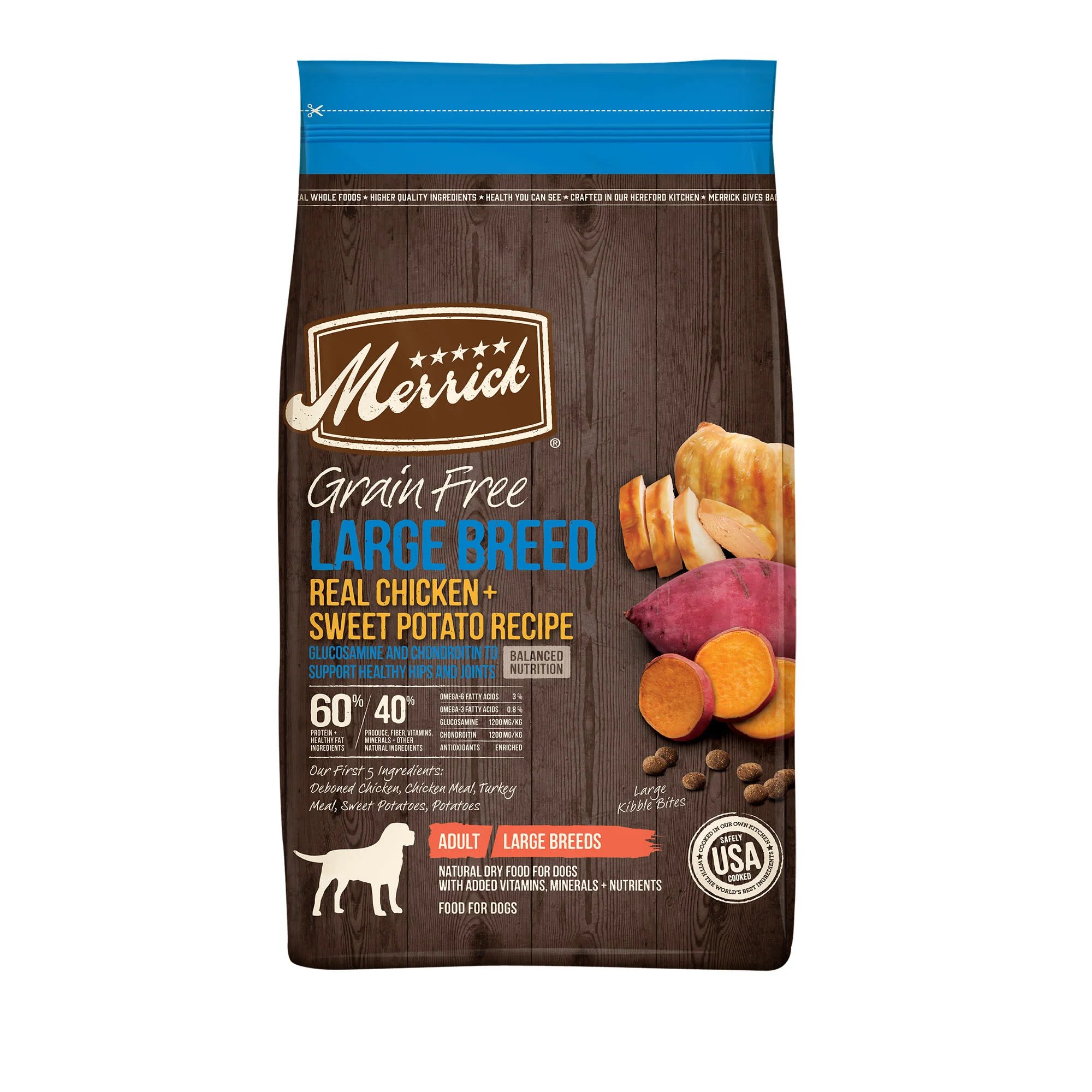 Merrick Large Breed Dry Dog Food  Real Chicken and Sweet Potato Grain Free Dog Food Recipe - 22 lb Bag - Image 1