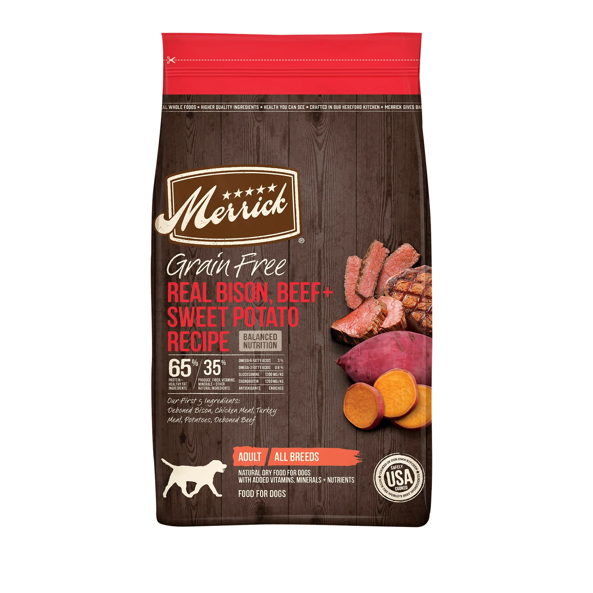 Merrick Grain-Free Bison, Beef, & Sweet Potato Adult Dry Dog Food, 22 lb - Image 1