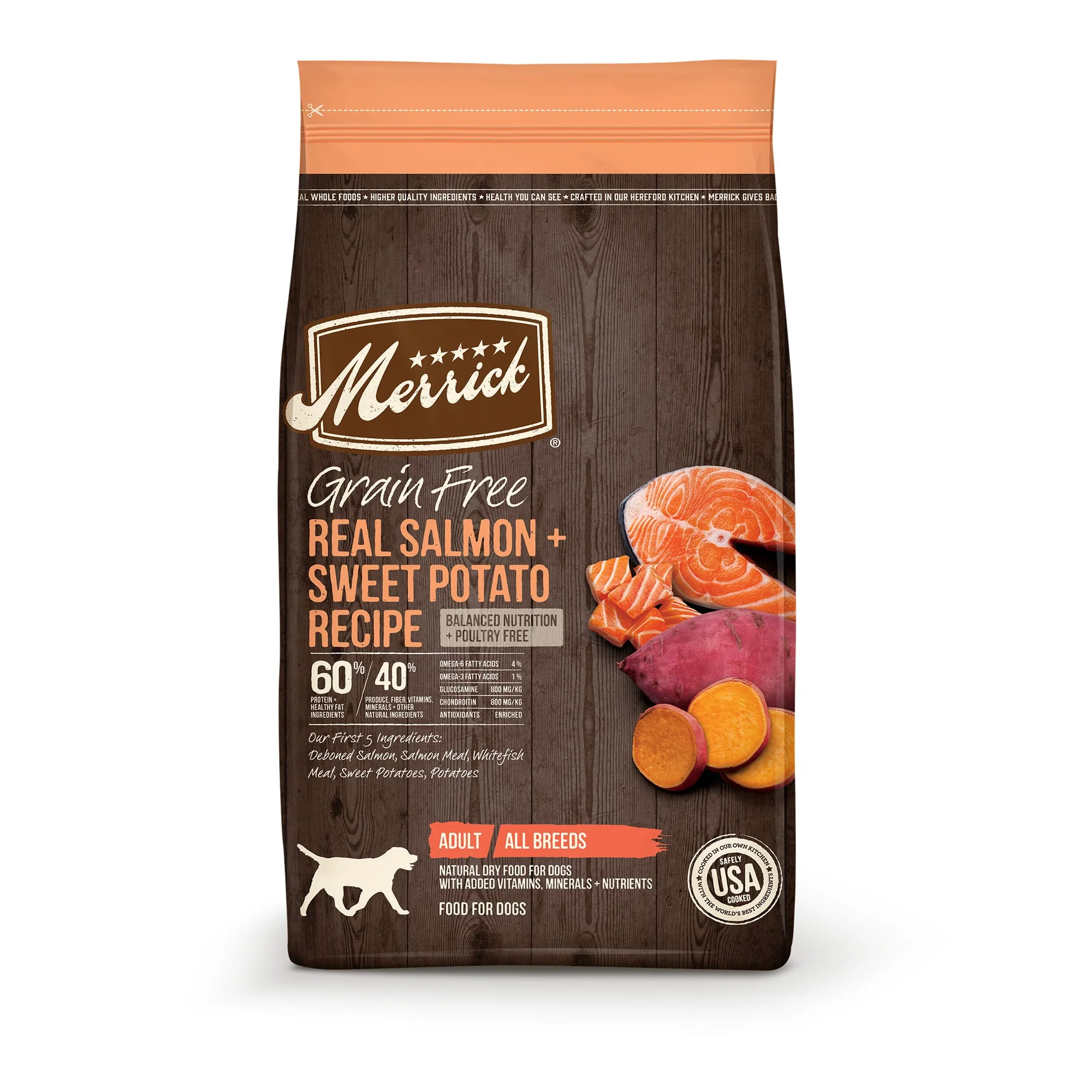 Merrick Grain Free Salmon & Sweet Potato Adult Dry Dog Food, 4 lb - Image 1