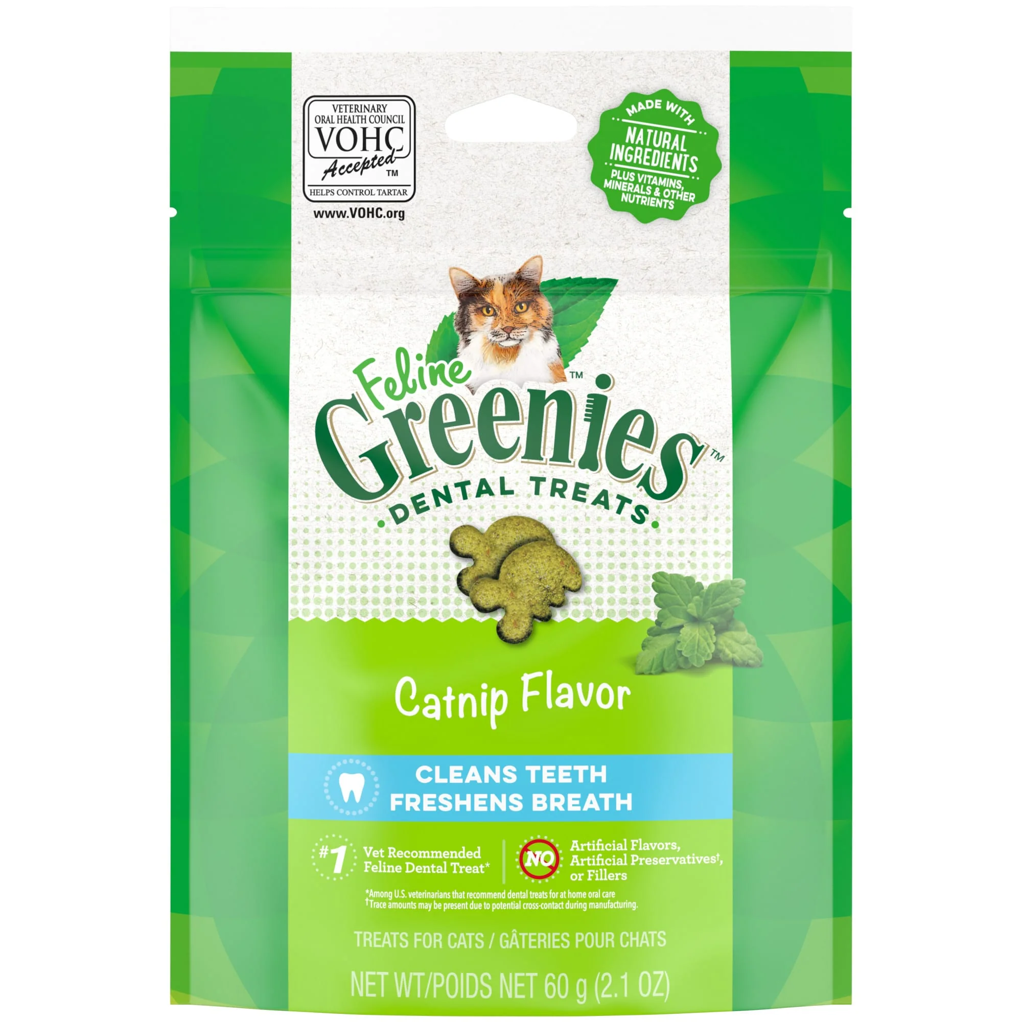 Greenies Catnip Flavor Dental & Crunchy Treat for Cat  2.1 oz. - Image 1