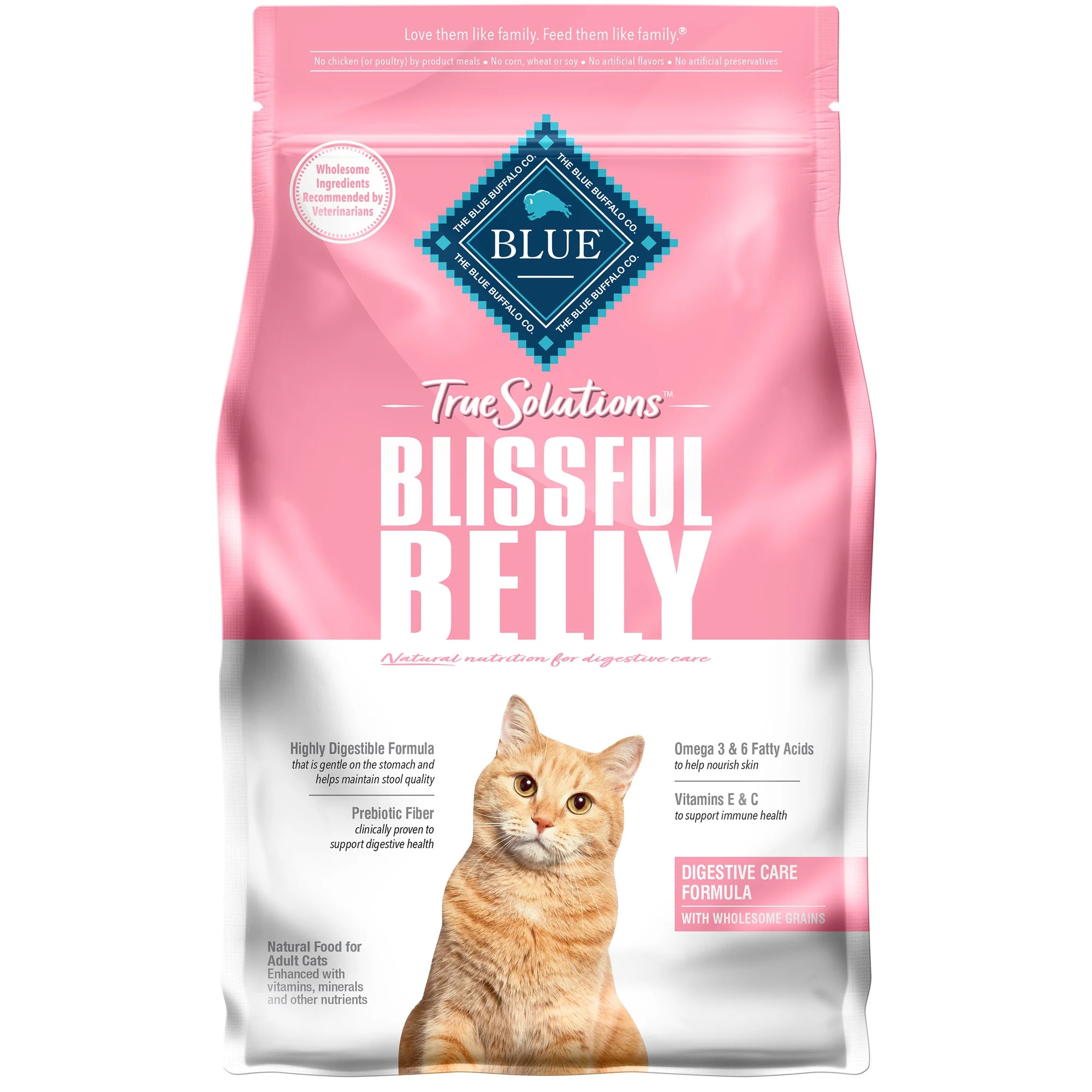 Blue Buffalo True Solutions Blissful Belly Digestive Care Chicken Dry Cat Food for Adult Cats 3.5lb - Image 1