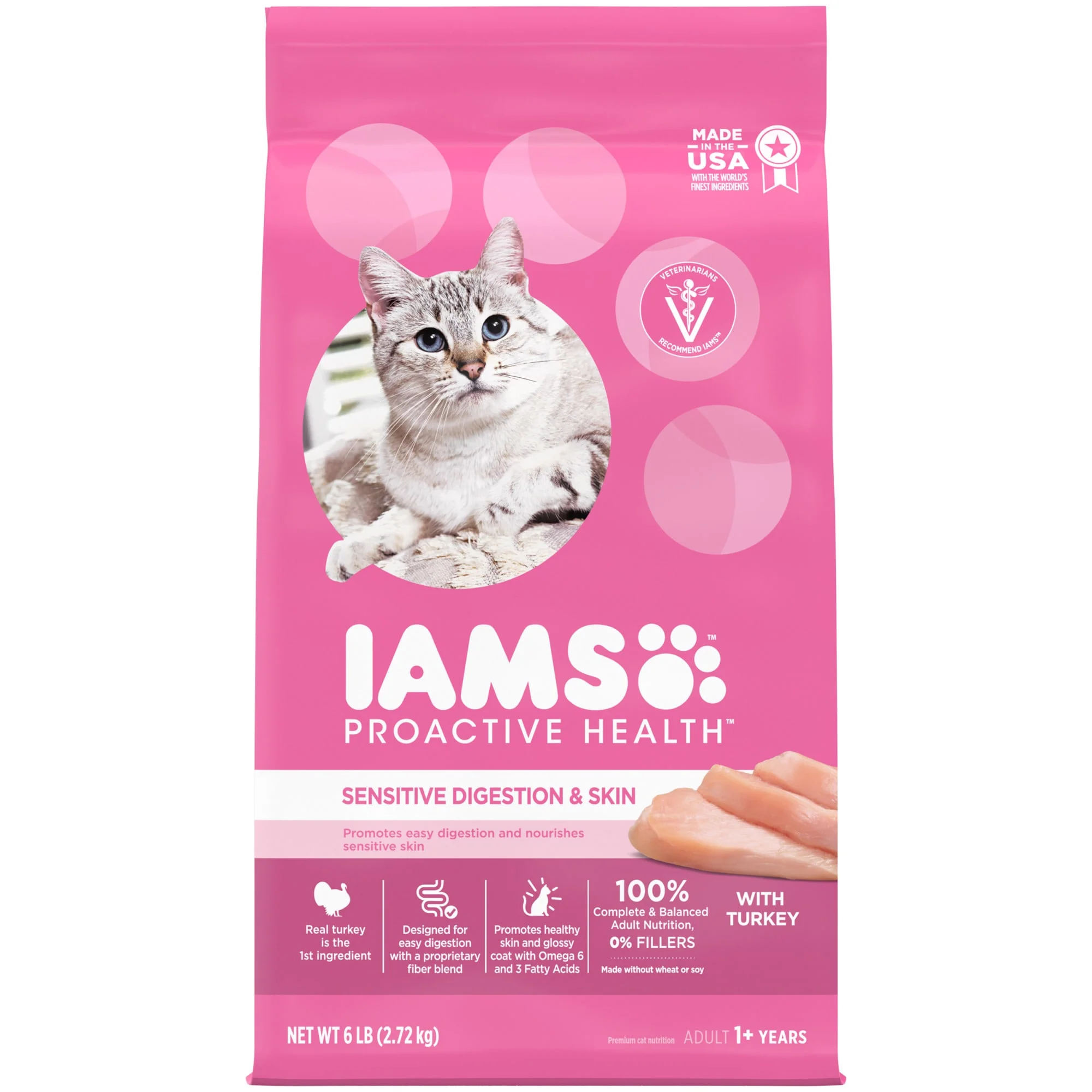 IAMS Proactive Health Turkey Flavor Dry Cat Food for Adult  6 lb. Bag - Image 1