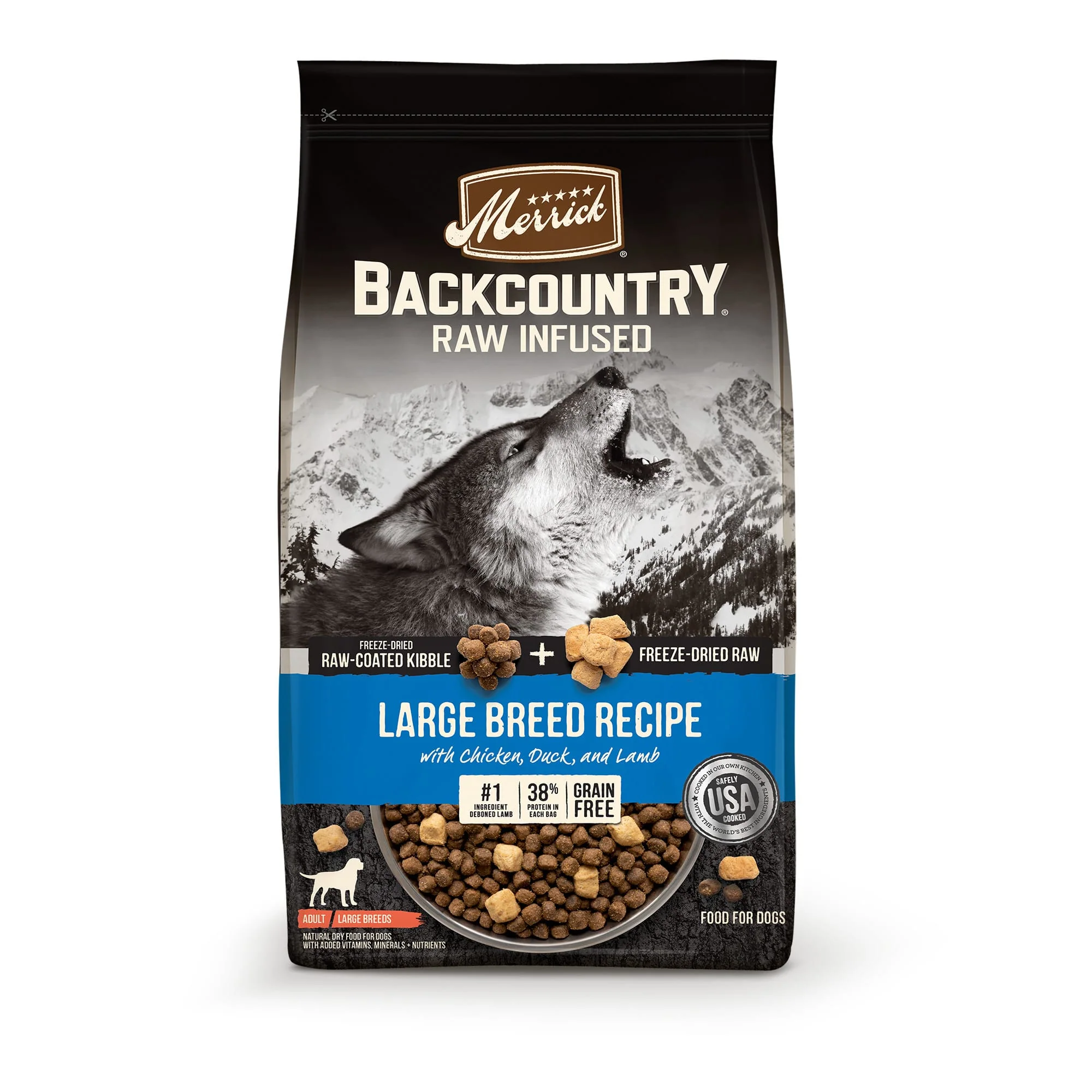 Merrick Backcountry Freeze Dried Raw Infused Grain Free Large Breed Recipe Dry Dog Food, 20 lbs. - Image 1