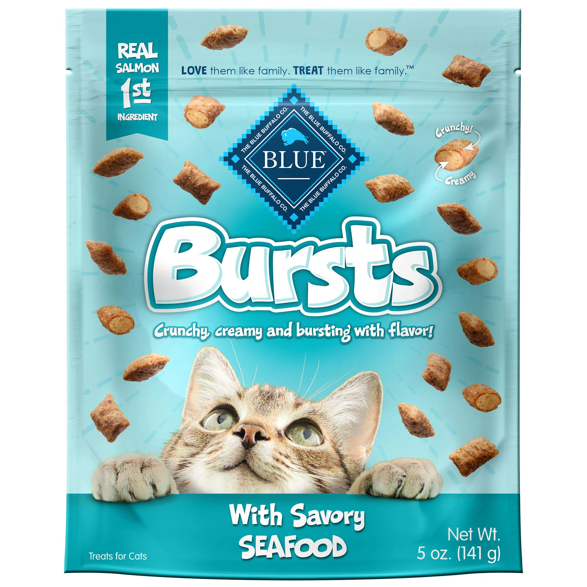 Blue Buffalo Bursts Seafood Flavor Crunchy Treats for Cats  Whole Grain  5 oz. Bag - Image 1