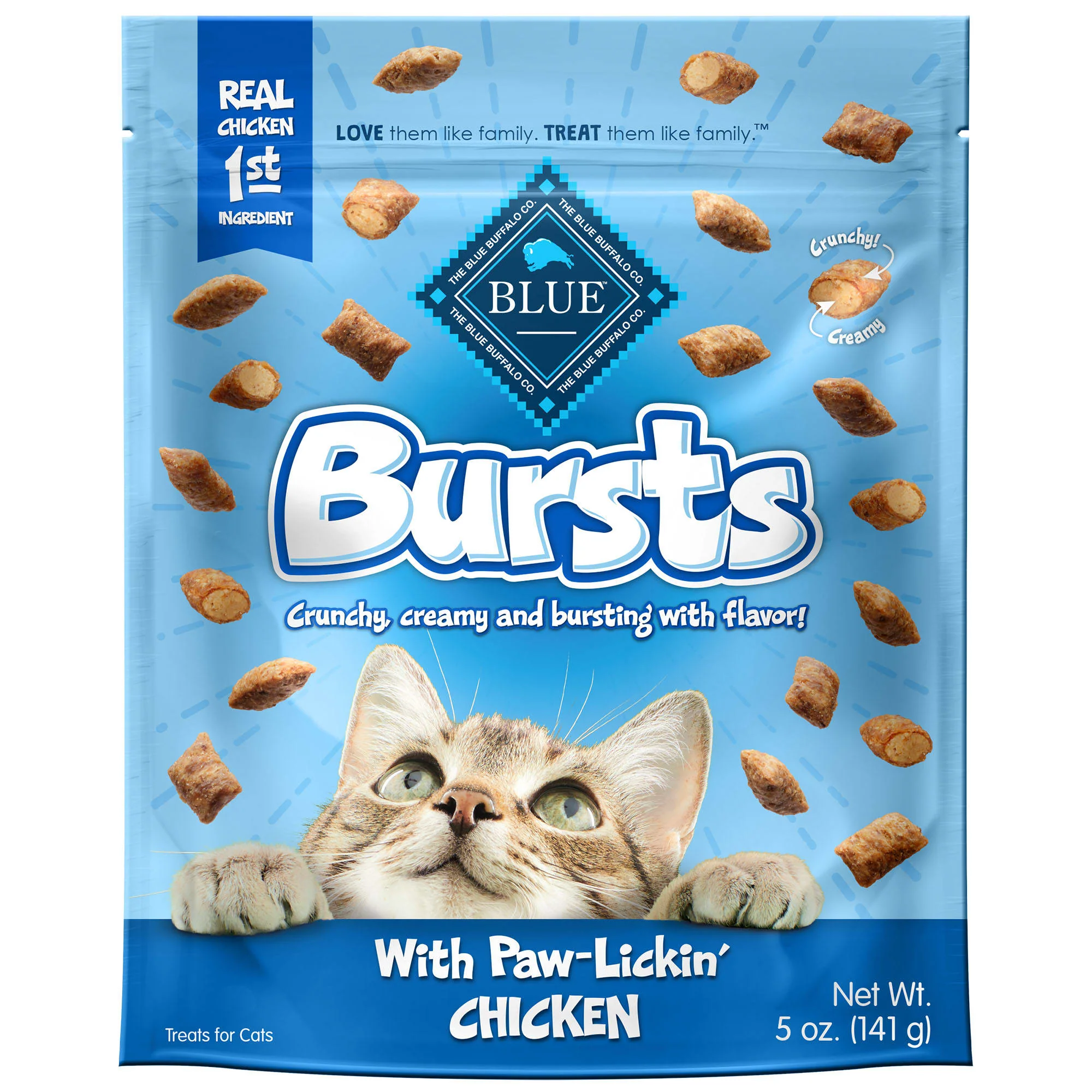 Blue Buffalo Bursts Chicken Flavor Crunchy Treats for Cats  Whole Grain  5 oz. Bag - Image 1