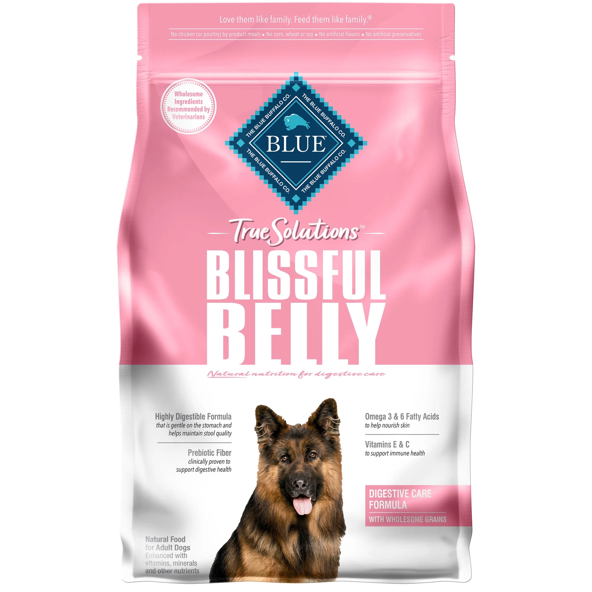 Blue Buffalo True Solutions Blissful Belly Digestive Care Chicken Dry Dog Food for Adult Dogs  Whole Grain  4 lb. Bag - Image 1